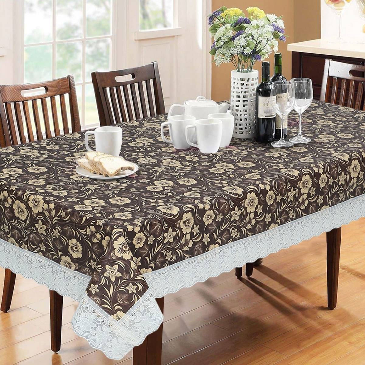 DPA Collection Printed PVC 6 Seater Rectangle Table Cover ( 229 x 152 ) cm Pack of 1 Brown DPA Collection Printed PVC 6 Seater Rectangle Table Cover ( 229 x 152 ) cm Pack of 1 Brown