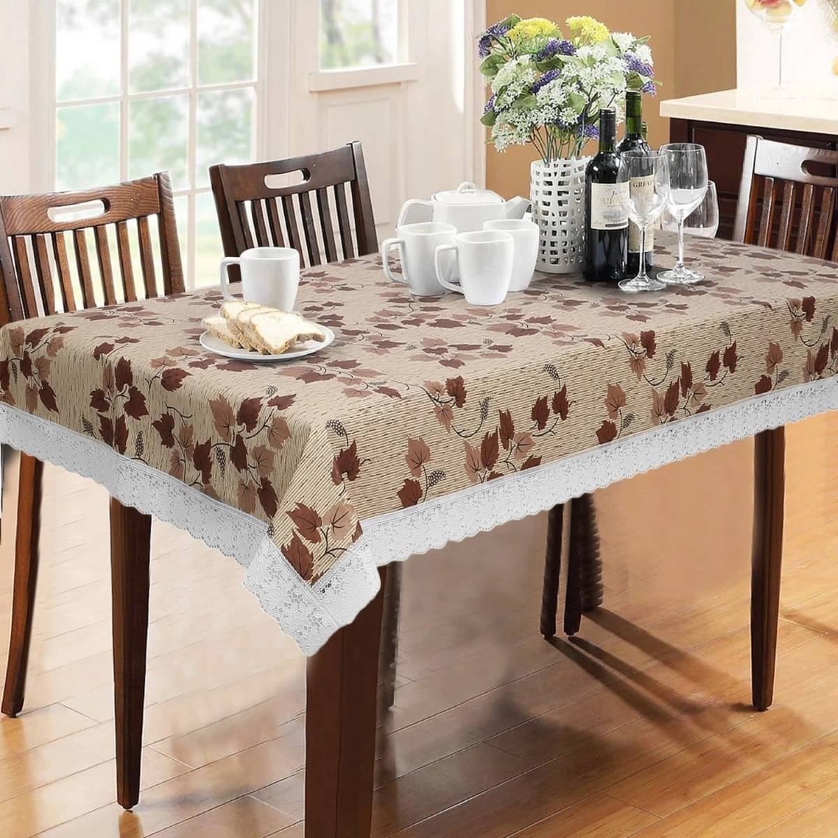     			DPA Collection Printed PVC 6 Seater Rectangle Table Cover ( 229 x 152 ) cm Pack of 1 Beige