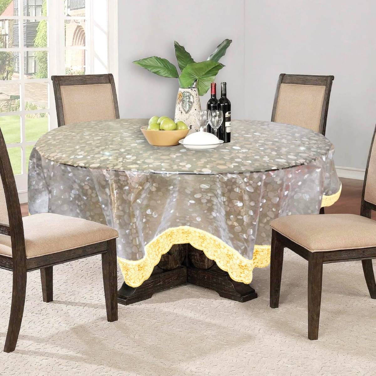     			DPA Collection Printed PVC 6 Seater Rectangle Table Cover ( 183 x 183 ) cm Pack of 1 Gold