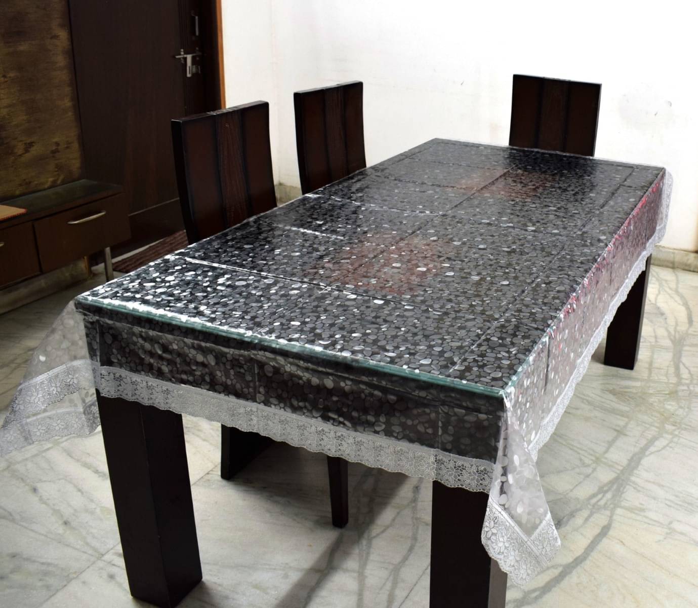 DPA Collection Printed PVC 6 Seater Rectangle Table Cover ( 229 x 152 ) cm Pack of 1 White DPA Collection Printed PVC 6 Seater Rectangle Table Cover ( 229 x 152 ) cm Pack of 1 White