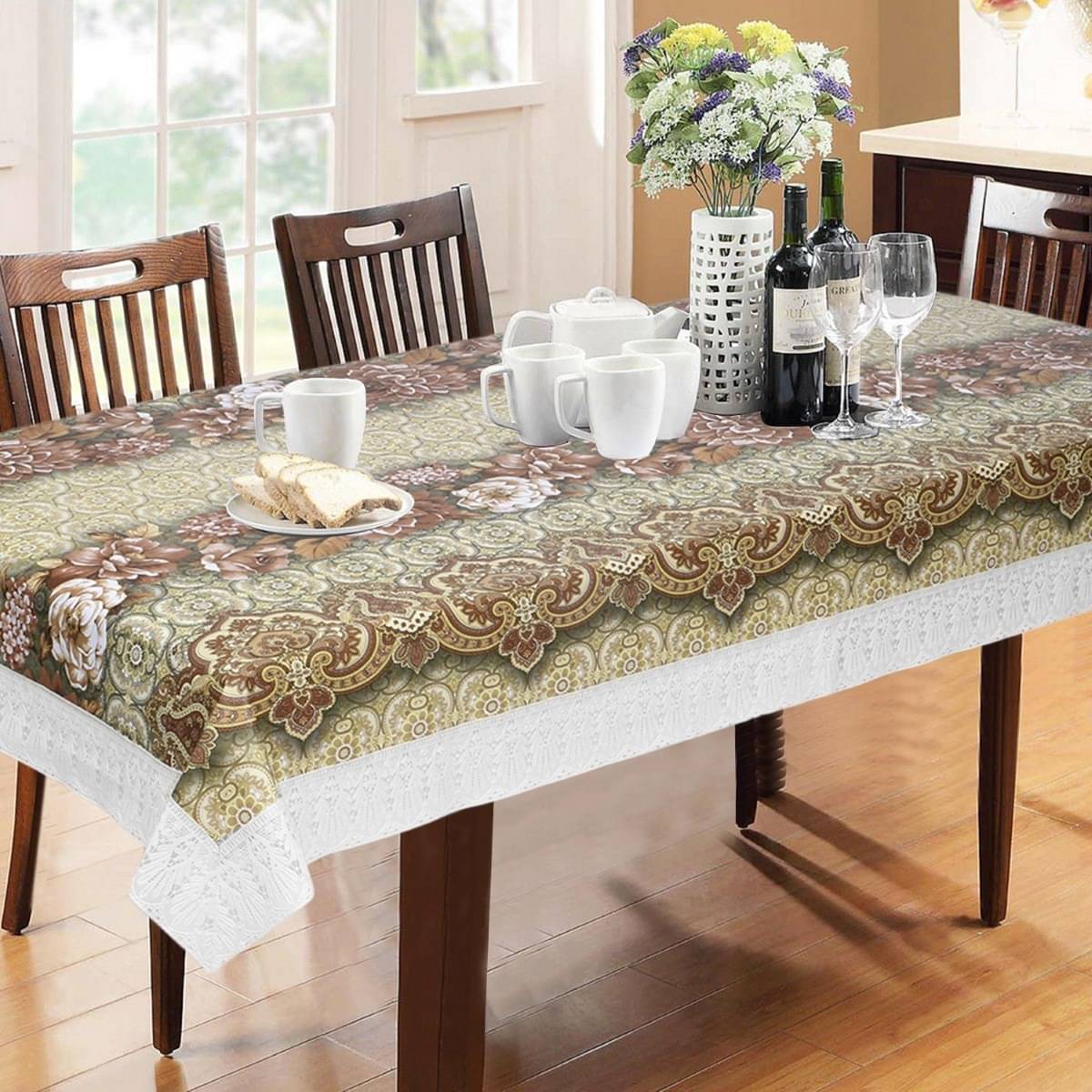 DPA Collection Printed PVC 6 Seater Rectangle Table Cover ( 229 x 152 ) cm Pack of 1 Brown DPA Collection Printed PVC 6 Seater Rectangle Table Cover ( 229 x 152 ) cm Pack of 1 Brown