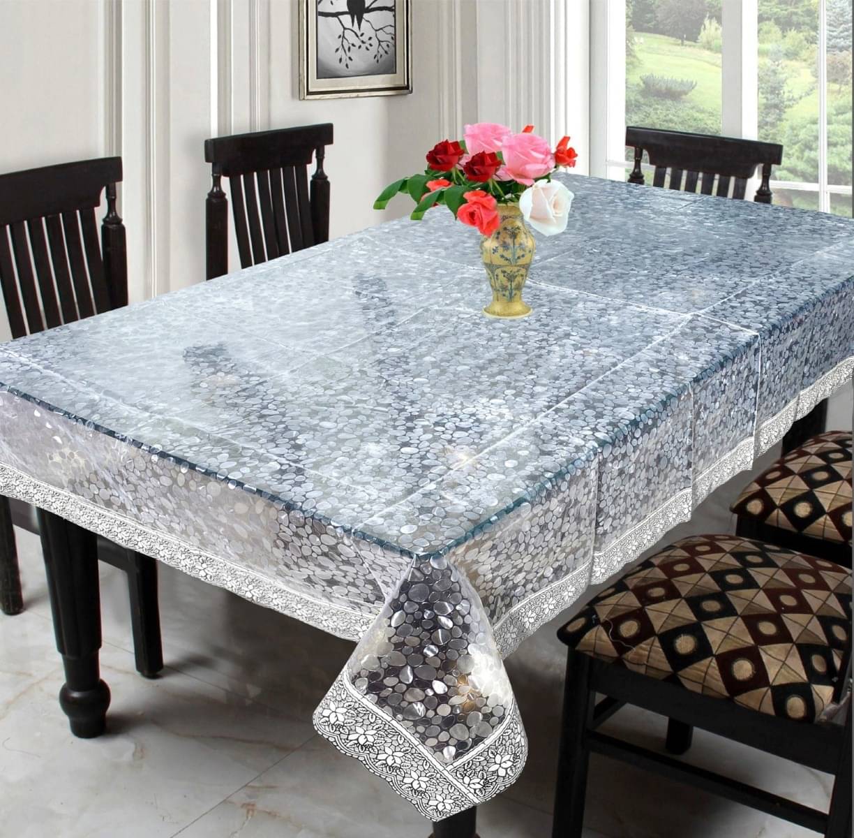 DPA Collection Printed PVC 6 Seater Rectangle Table Cover ( 228 x 152 ) cm Pack of 1 Silver DPA Collection Printed PVC 6 Seater Rectangle Table Cover ( 228 x 152 ) cm Pack of 1 Silver
