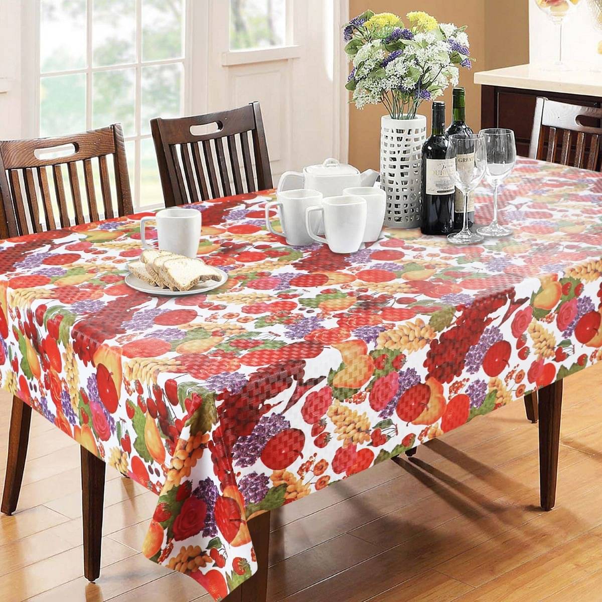     			DPA Collection Printed PVC 6 Seater Rectangle Table Cover ( 198 x 137 ) cm Pack of 1 Red