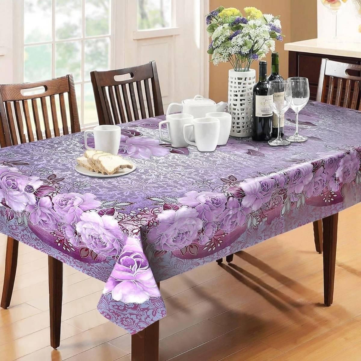     			DPA Collection Printed PVC 6 Seater Rectangle Table Cover ( 198 x 137 ) cm Pack of 1 Purple