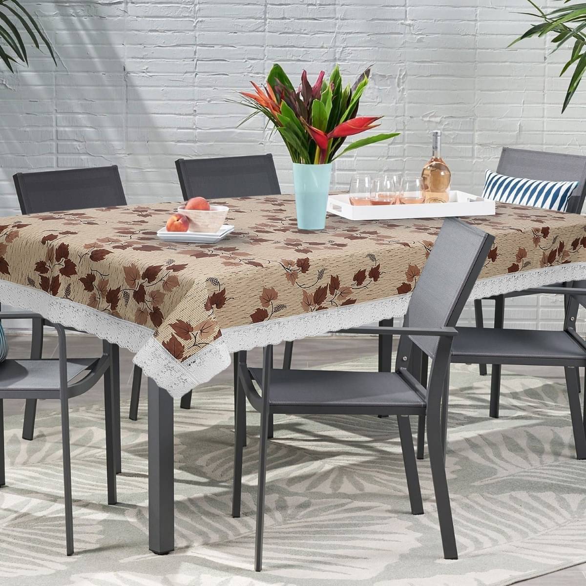     			DPA Collection Printed PVC 6 Seater Rectangle Table Cover ( 229 x 152 ) cm Pack of 1 Brown