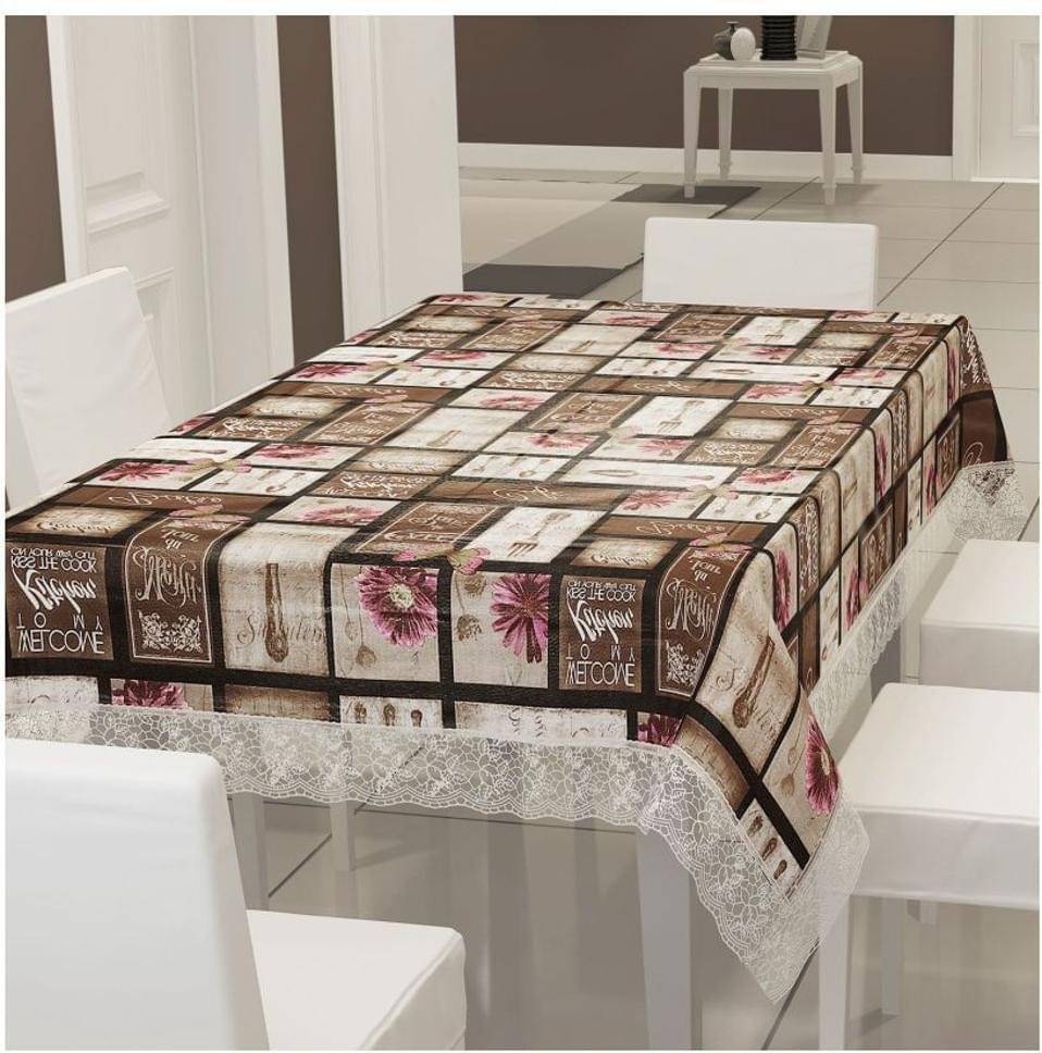     			DPA Collection Printed PVC 6 Seater Rectangle Table Cover ( 229 x 152 ) cm Pack of 1 Brown