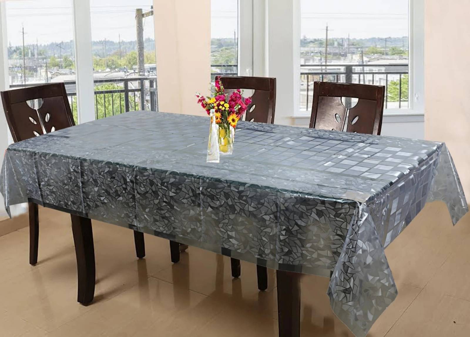 DPA Collection Printed PVC 6 Seater Rectangle Table Cover ( 229 x 152 ) cm Pack of 1 Silver DPA Collection Printed PVC 6 Seater Rectangle Table Cover ( 229 x 152 ) cm Pack of 1 Silver