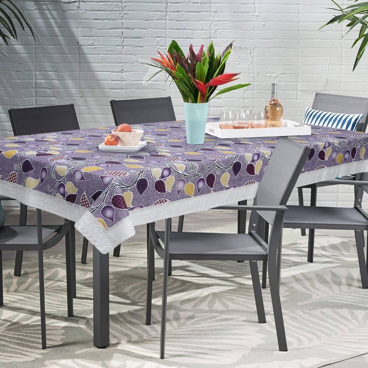     			DPA Collection Printed PVC 6 Seater Rectangle Table Cover ( 229 x 152 ) cm Pack of 1 Purple