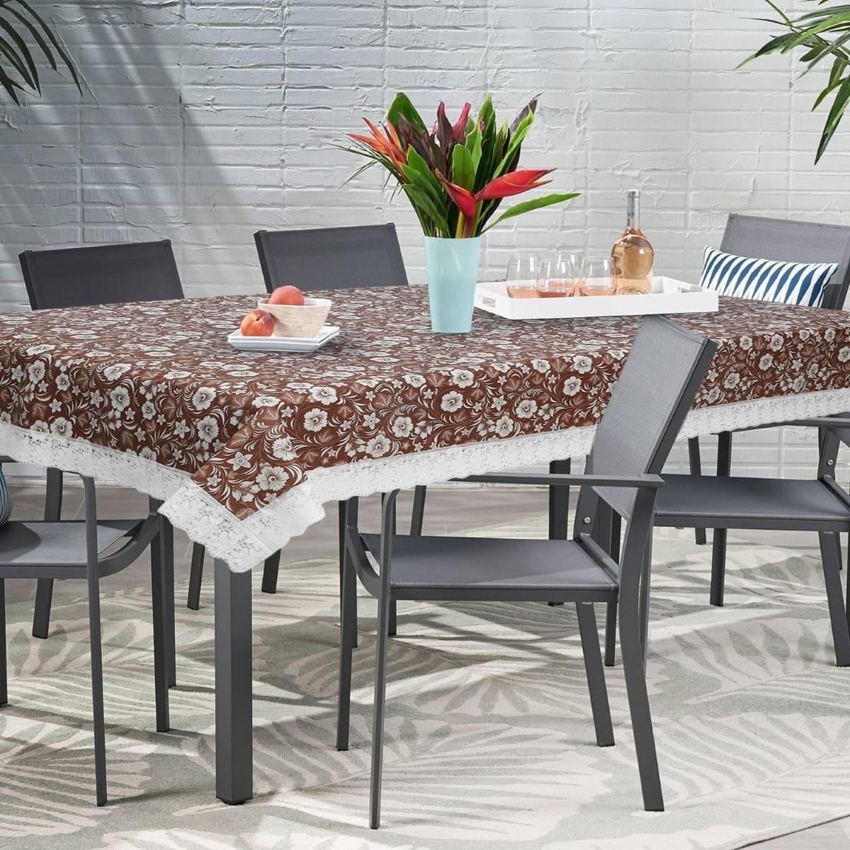     			DPA Collection Printed PVC 6 Seater Rectangle Table Cover ( 229 x 152 ) cm Pack of 1 Brown