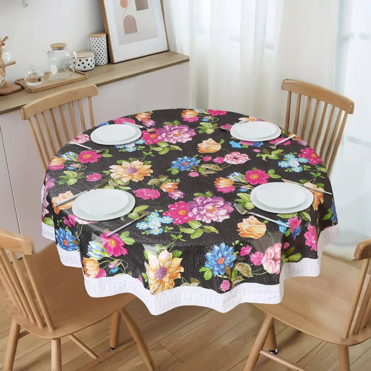     			DPA Collection Printed PVC 6 Seater Round Table Cover ( 152 x 152 ) cm Pack of 1 Multi