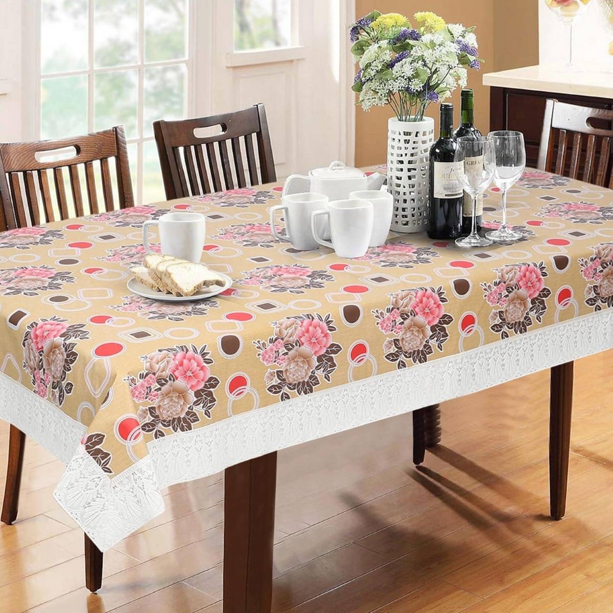 DPA Collection Printed PVC 6 Seater Rectangle Table Cover ( 229 x 152 ) cm Pack of 1 Beige DPA Collection Printed PVC 6 Seater Rectangle Table Cover ( 229 x 152 ) cm Pack of 1 Beige