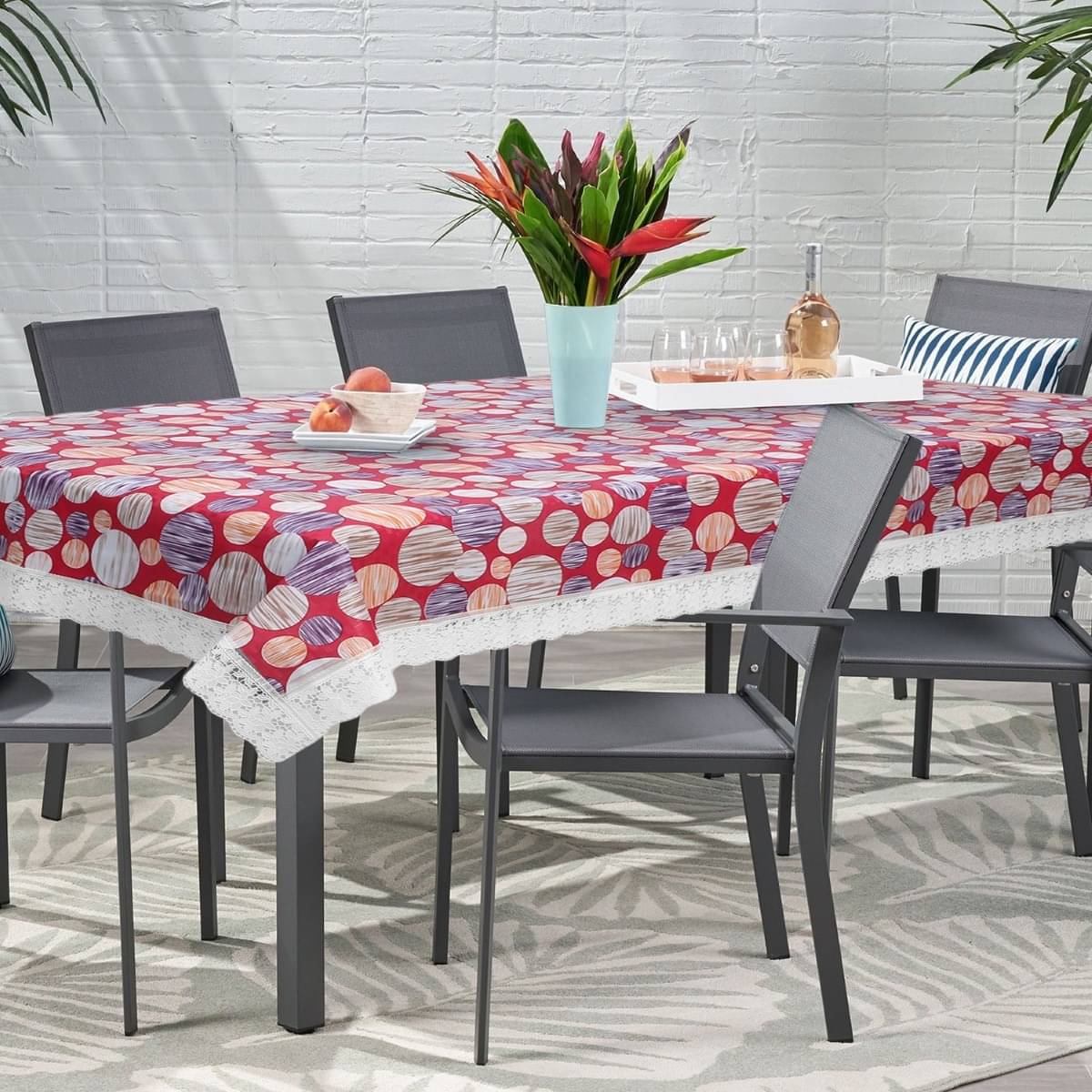     			DPA Collection Printed PVC 6 Seater Rectangle Table Cover ( 122 x 122 ) cm Pack of 1 Pink