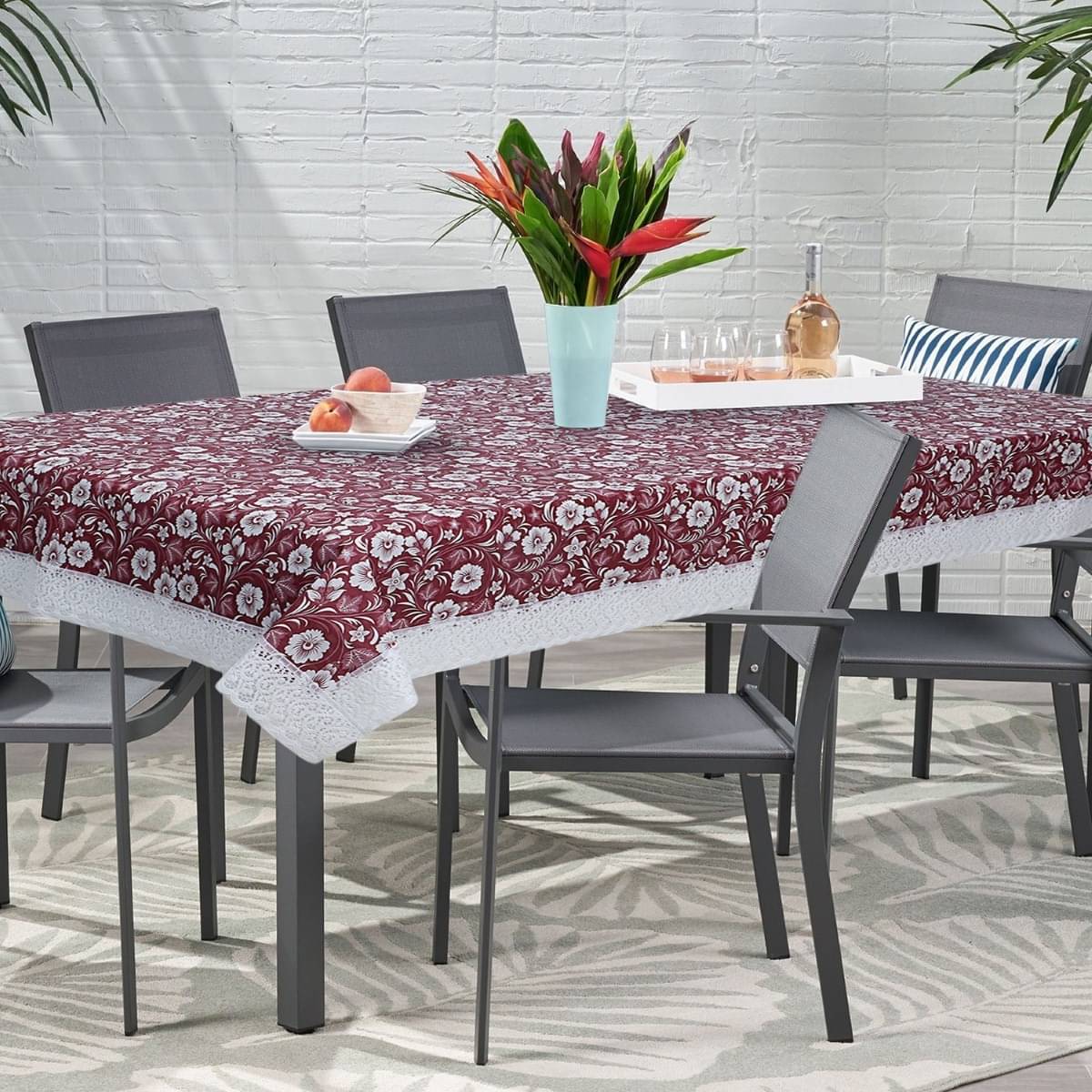     			DPA Collection Printed PVC 6 Seater Rectangle Table Cover ( 229 x 152 ) cm Pack of 1 Pink