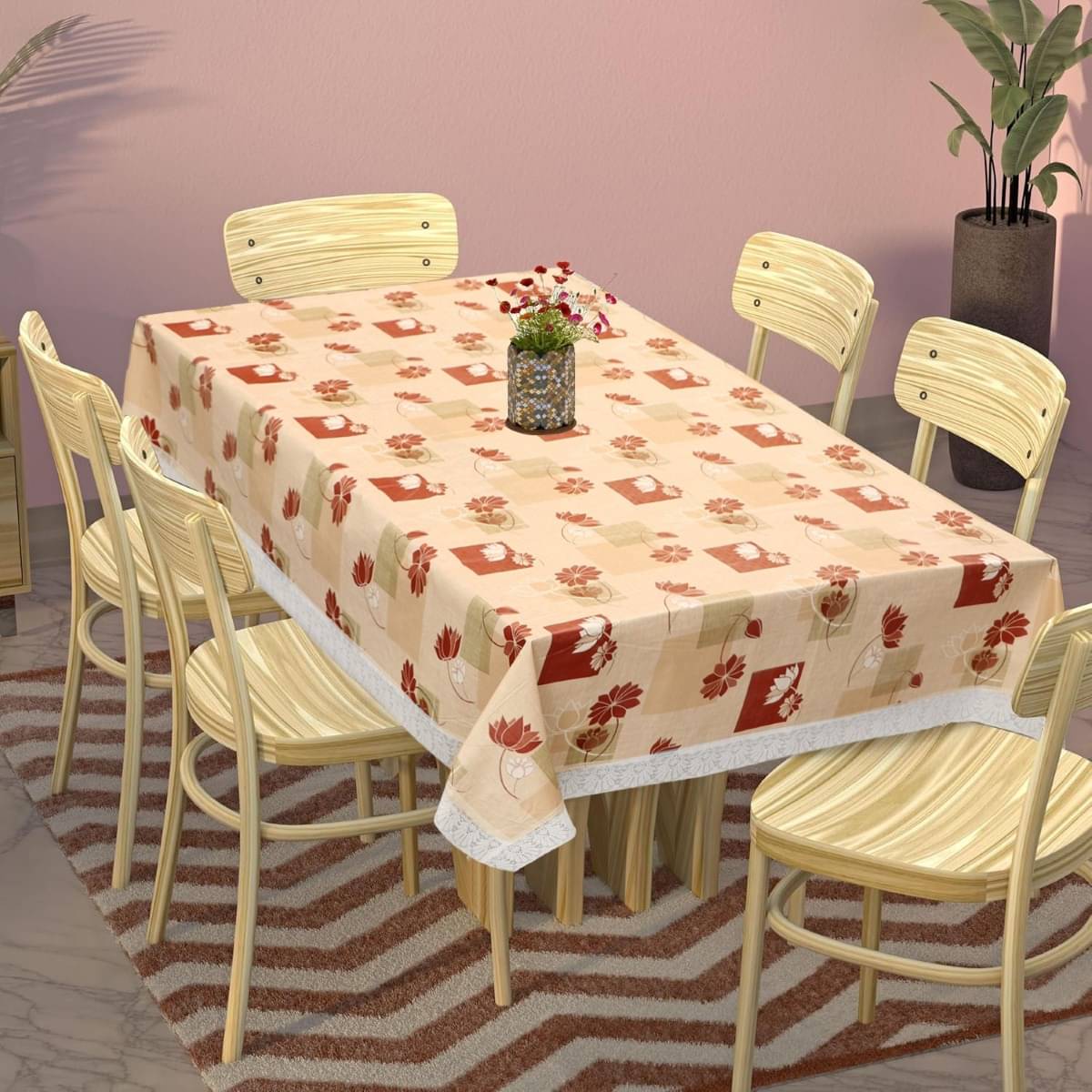     			DPA Collection Printed PVC 6 Seater Rectangle Table Cover ( 229 x 152 ) cm Pack of 1 Beige