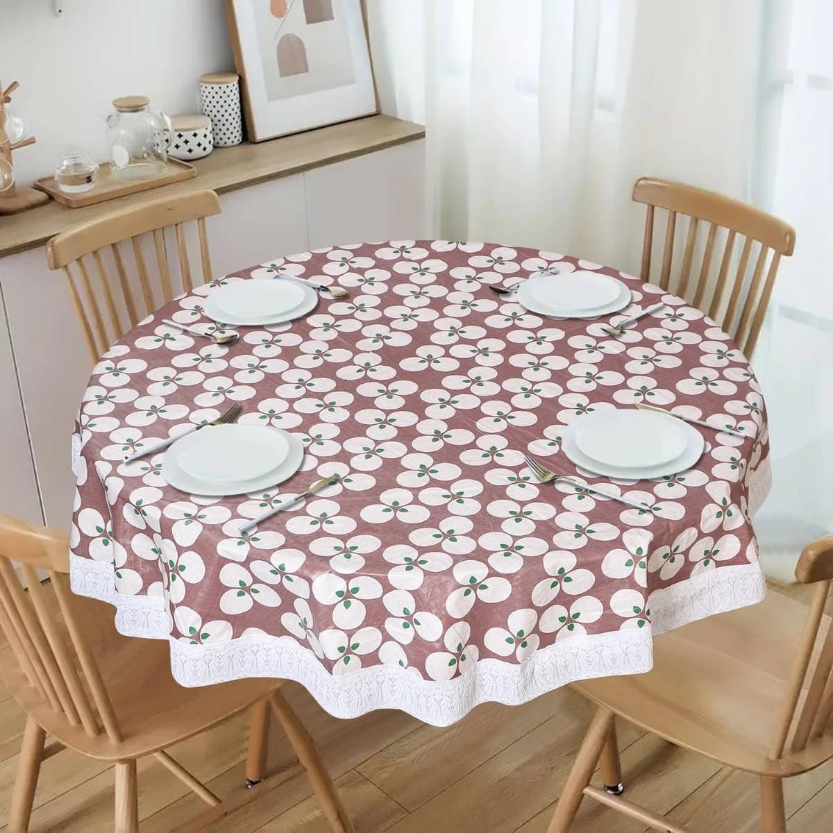DPA Collection Printed PVC 6 Seater Round Table Cover ( 152 x 152 ) cm Pack of 1 Brown DPA Collection Printed PVC 6 Seater Round Table Cover ( 152 x 152 ) cm Pack of 1 Brown