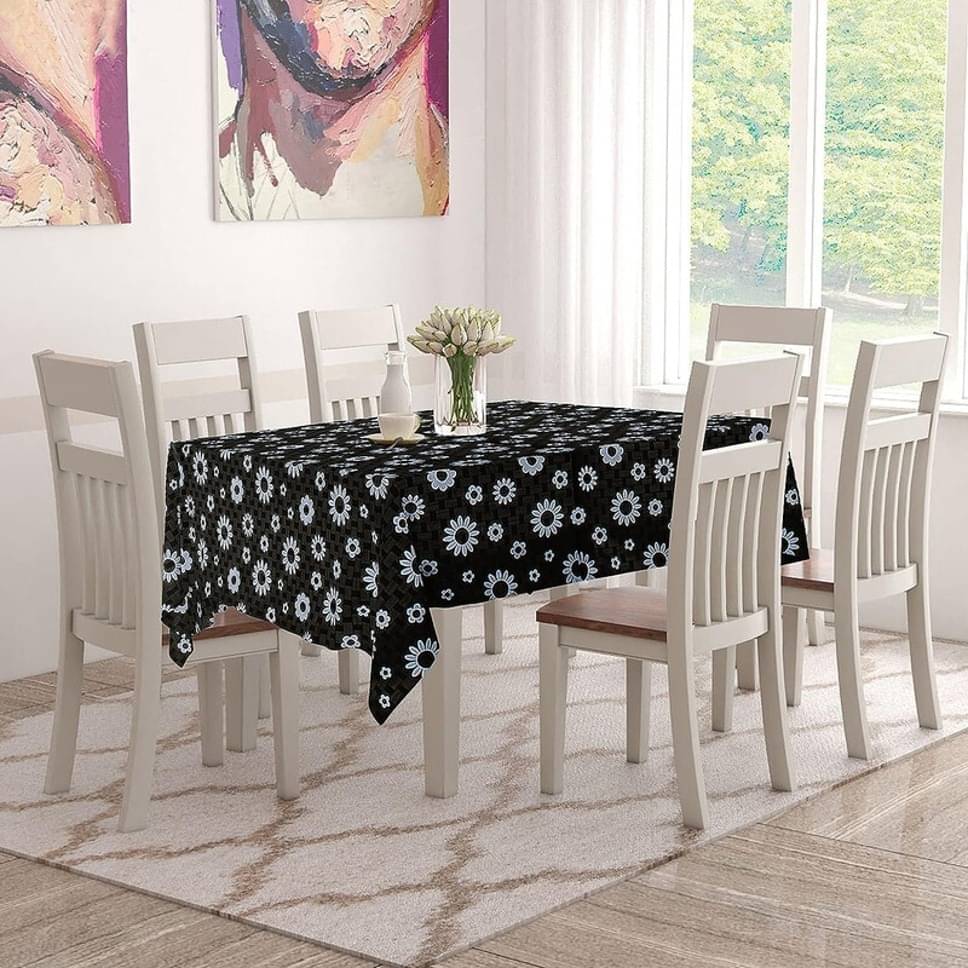     			DPA Collection Printed PVC 6 Seater Rectangle Table Cover ( 198 x 136 ) cm Pack of 1 Black