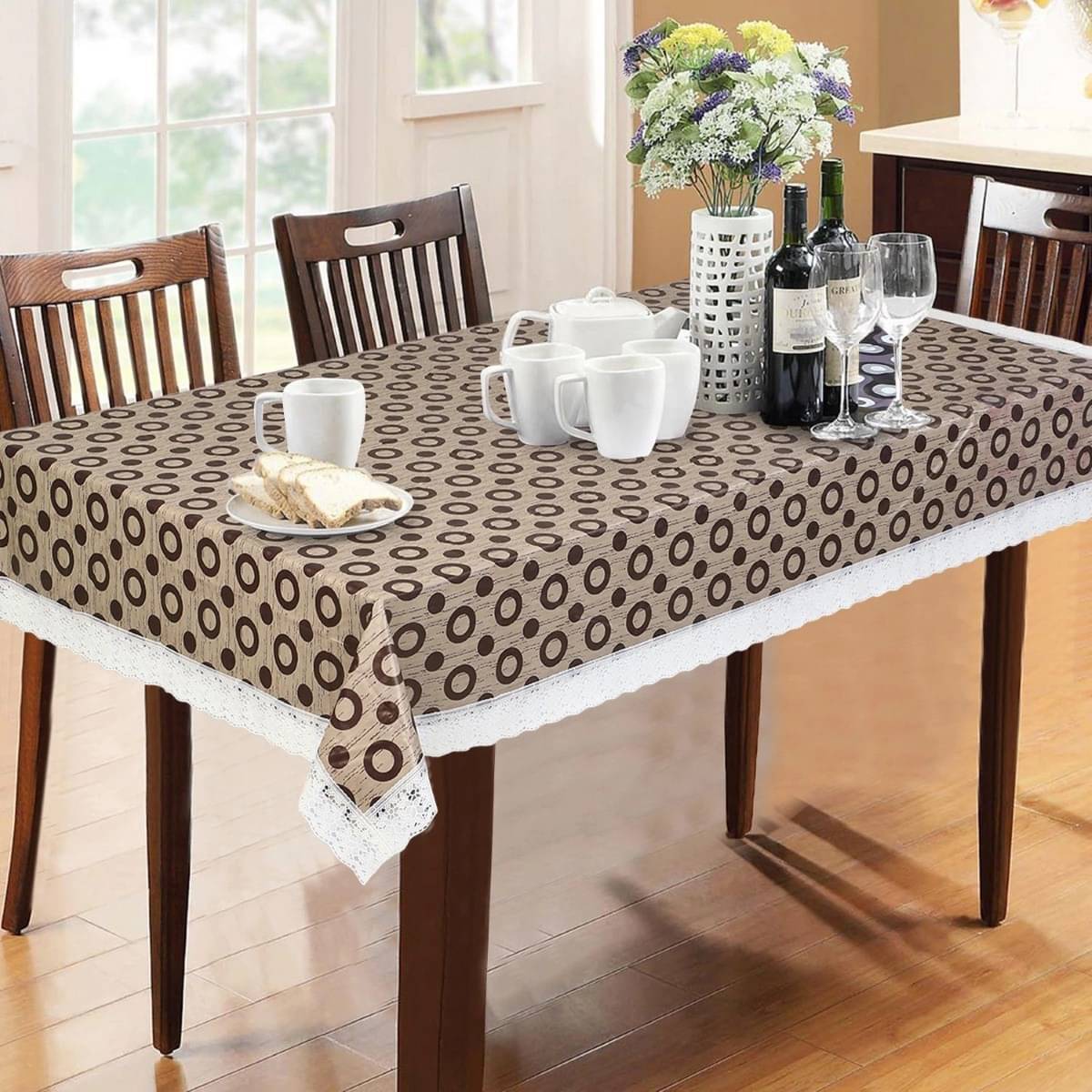 DPA Collection Printed PVC 6 Seater Rectangle Table Cover ( 228 x 152 ) cm Pack of 1 Beige DPA Collection Printed PVC 6 Seater Rectangle Table Cover ( 228 x 152 ) cm Pack of 1 Beige