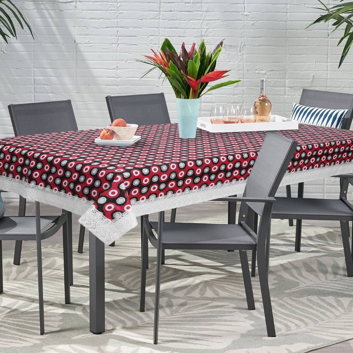     			DPA Collection Printed PVC 6 Seater Rectangle Table Cover ( 229 x 152 ) cm Pack of 1 Red