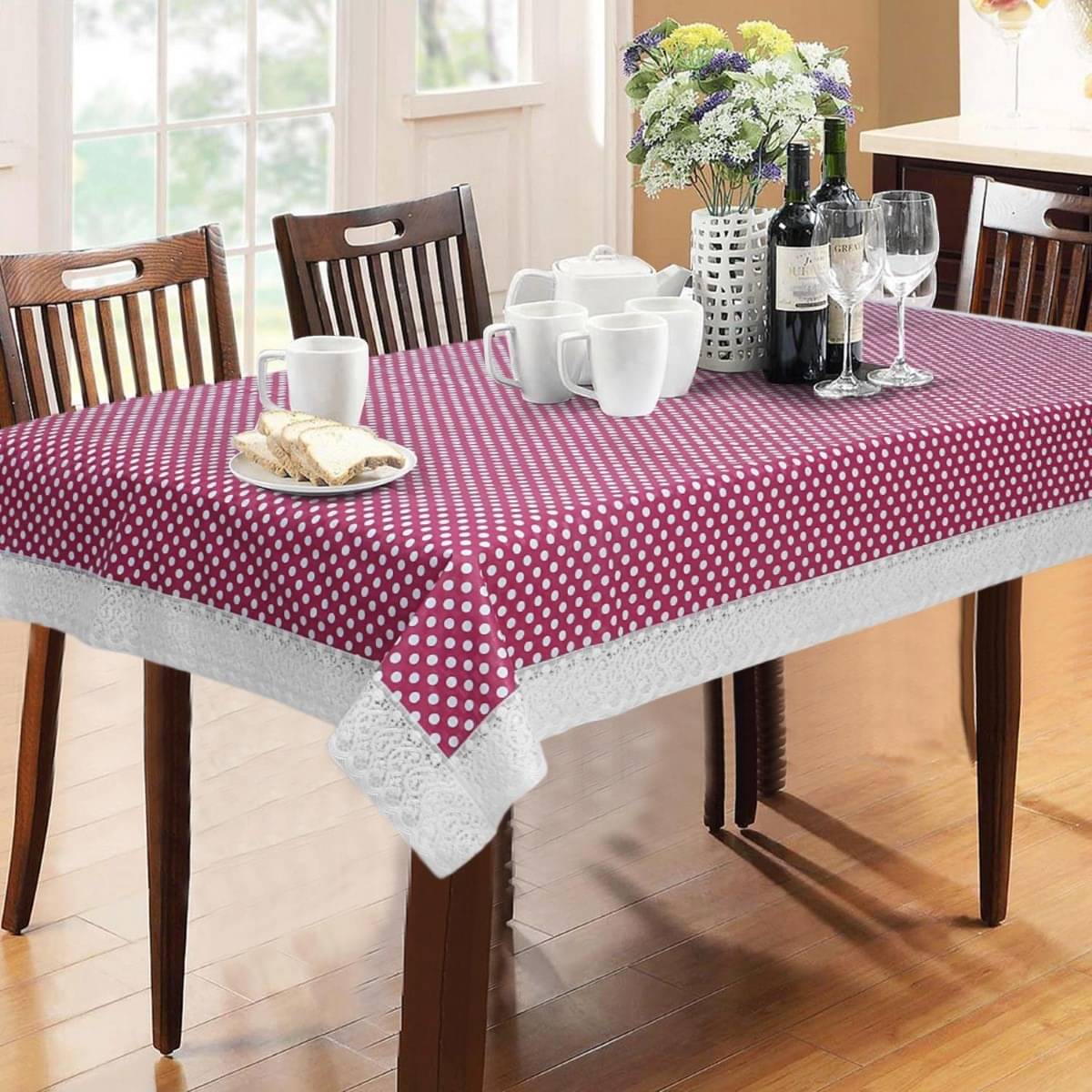    			DPA Collection Printed PVC 6 Seater Rectangle Table Cover ( 229 x 152 ) cm Pack of 1 Pink