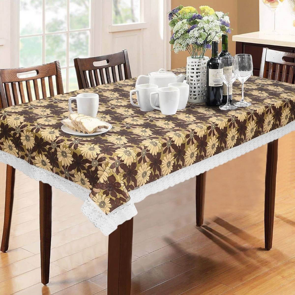 DPA Collection Printed PVC 6 Seater Rectangle Table Cover ( 229 x 152 ) cm Pack of 1 Brown DPA Collection Printed PVC 6 Seater Rectangle Table Cover ( 229 x 152 ) cm Pack of 1 Brown
