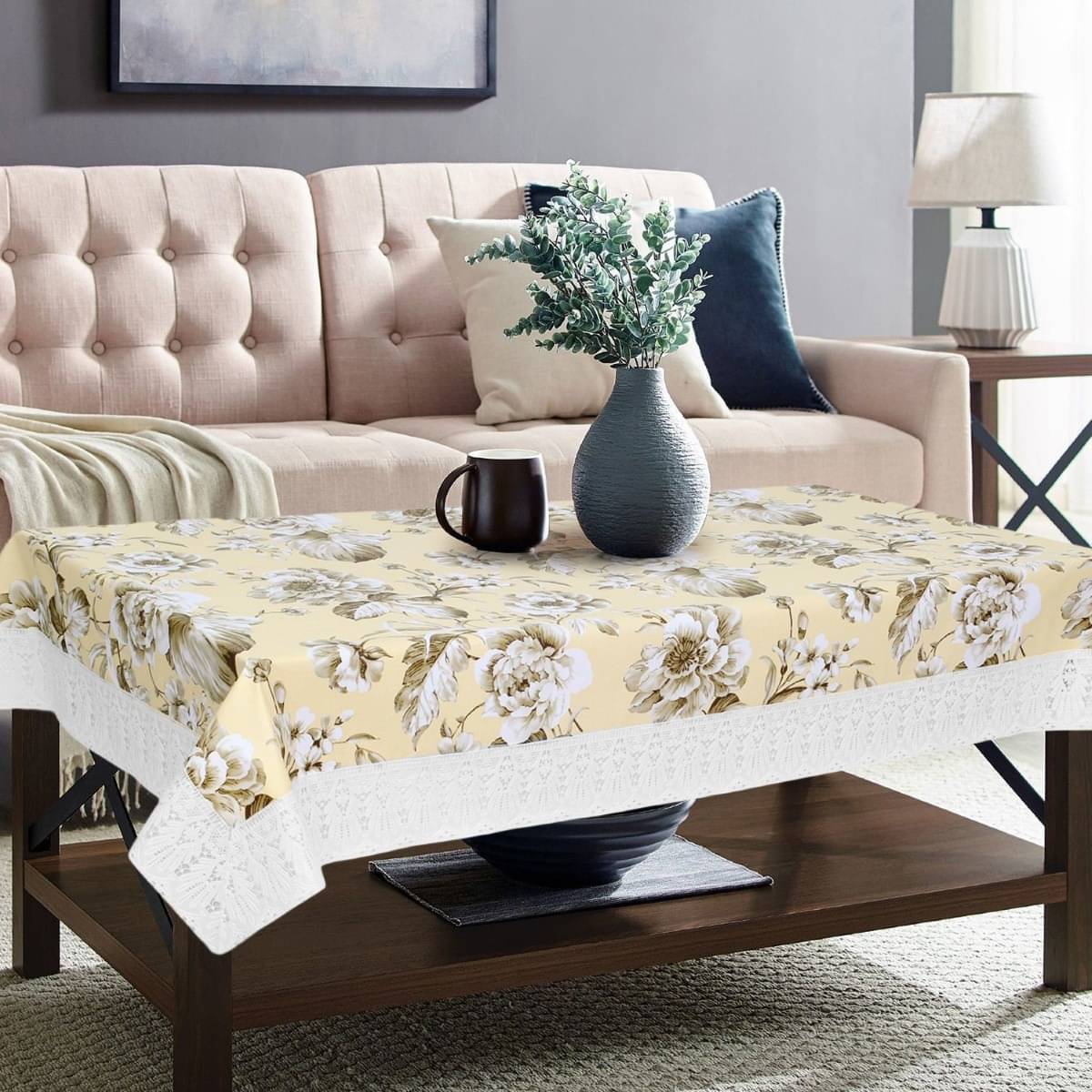     			DPA Collection Printed PVC 6 Seater Rectangle Table Cover ( 229 x 152 ) cm Pack of 1 Yellow