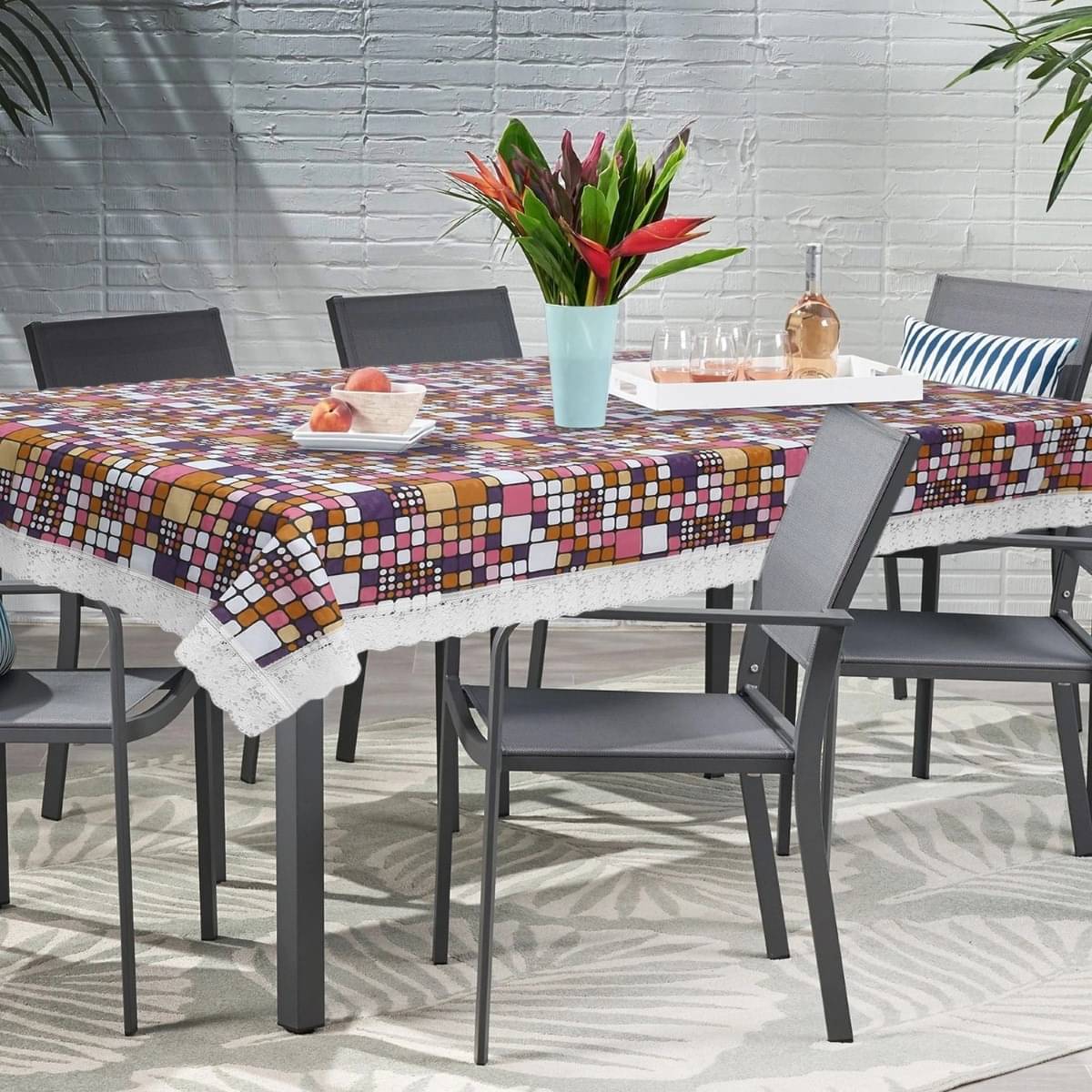     			DPA Collection Printed PVC 6 Seater Rectangle Table Cover ( 229 x 152 ) cm Pack of 1 Brown