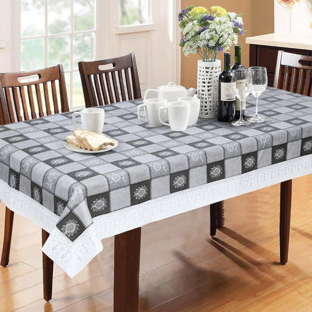 DPA Collection Printed PVC 6 Seater Rectangle Table Cover ( 229 x 152 ) cm Pack of 1 Gray DPA Collection Printed PVC 6 Seater Rectangle Table Cover ( 229 x 152 ) cm Pack of 1 Gray