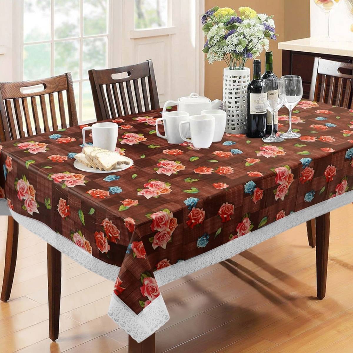 DPA Collection Printed PVC 6 Seater Rectangle Table Cover ( 229 x 152 ) cm Pack of 1 Maroon DPA Collection Printed PVC 6 Seater Rectangle Table Cover ( 229 x 152 ) cm Pack of 1 Maroon