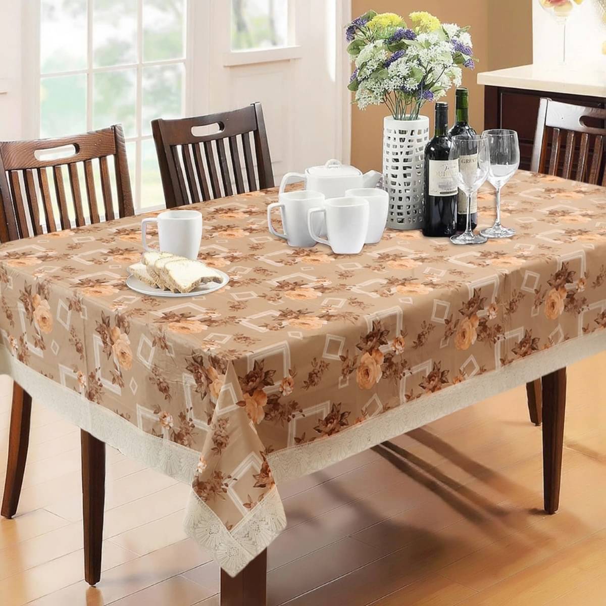 DPA Collection Printed PVC 6 Seater Rectangle Table Cover ( 229 x 152 ) cm Pack of 1 Beige DPA Collection Printed PVC 6 Seater Rectangle Table Cover ( 229 x 152 ) cm Pack of 1 Beige