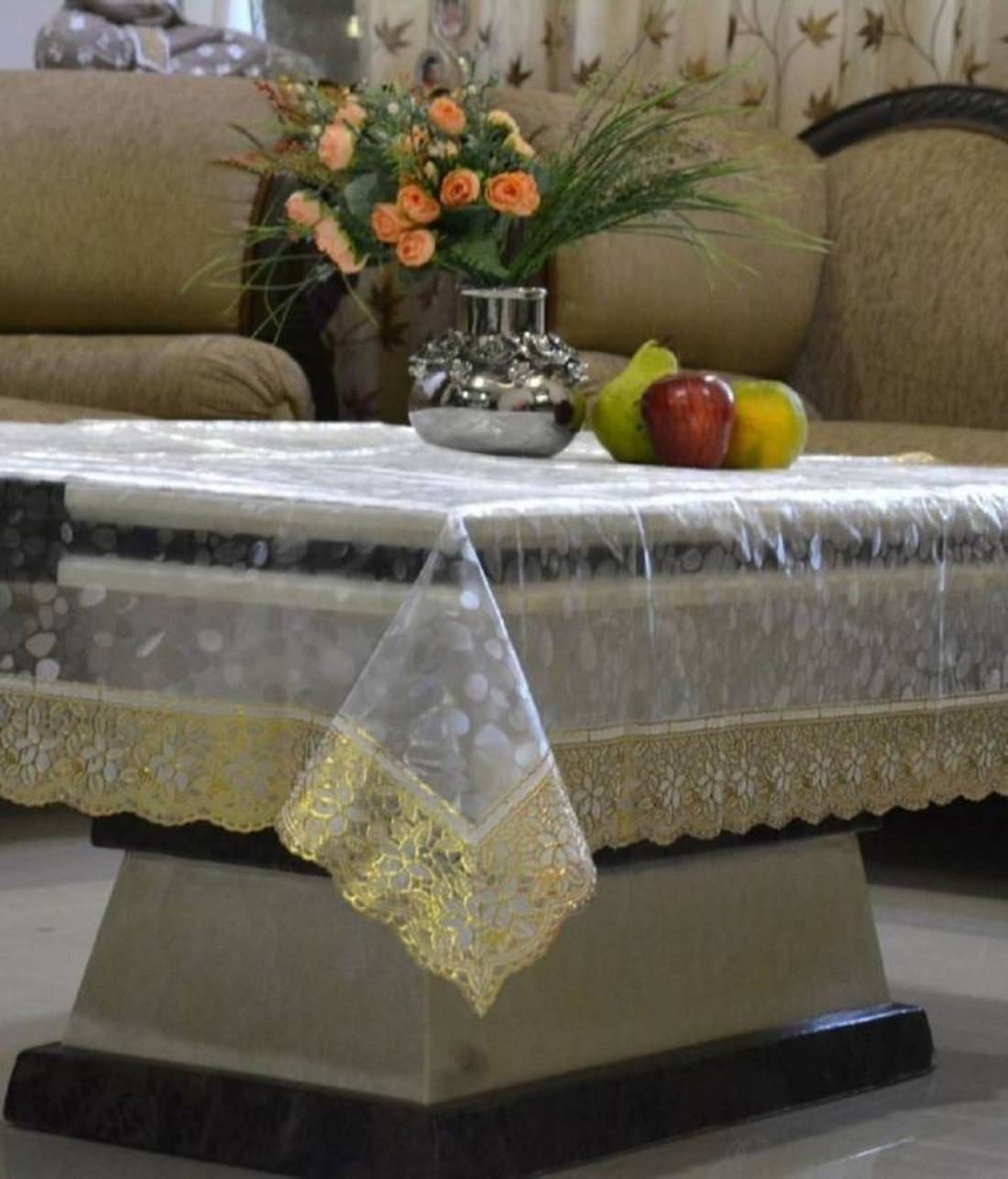     			DPA Collection Printed PVC 6 Seater Rectangle Table Cover ( 229 x 152 ) cm Pack of 1 Gold