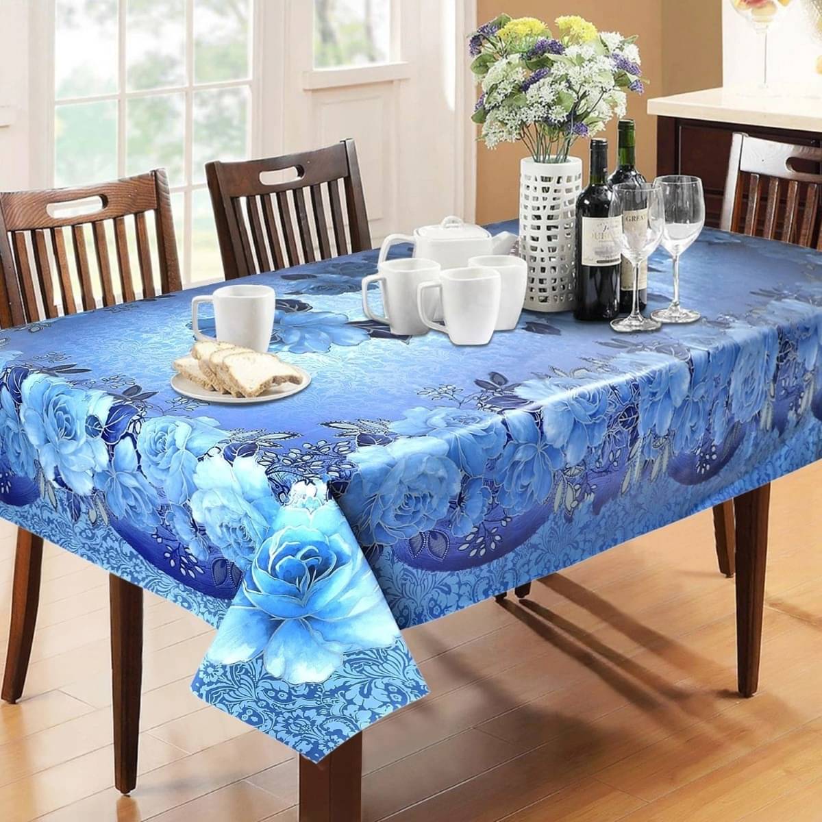 DPA Collection Printed PVC 6 Seater Rectangle Table Cover ( 198 x 137 ) cm Pack of 1 Blue DPA Collection Printed PVC 6 Seater Rectangle Table Cover ( 198 x 137 ) cm Pack of 1 Blue