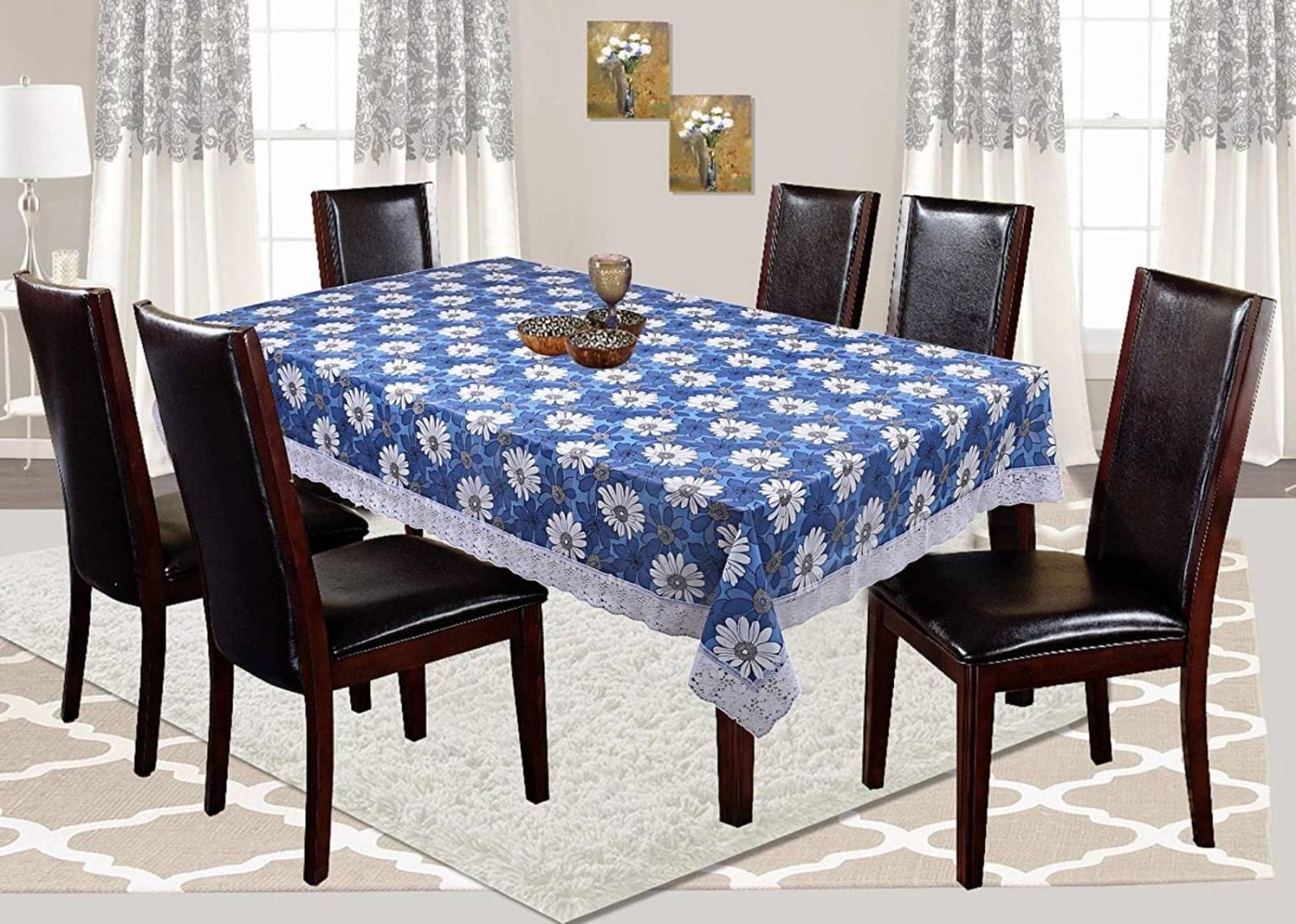     			DPA Collection Printed Plastic 6 Seater Rectangle Table Cover ( 229 x 152 ) cm Pack of 1 Blue
