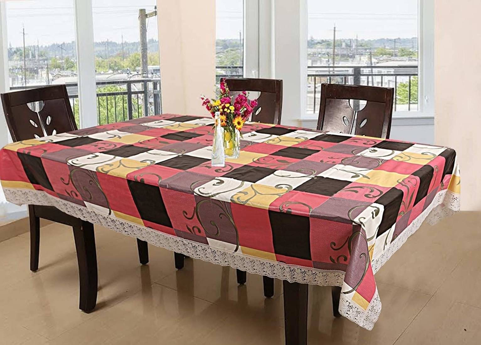     			DPA Collection Printed Plastic 6 Seater Rectangle Table Cover ( 229 x 152 ) cm Pack of 1 Gold