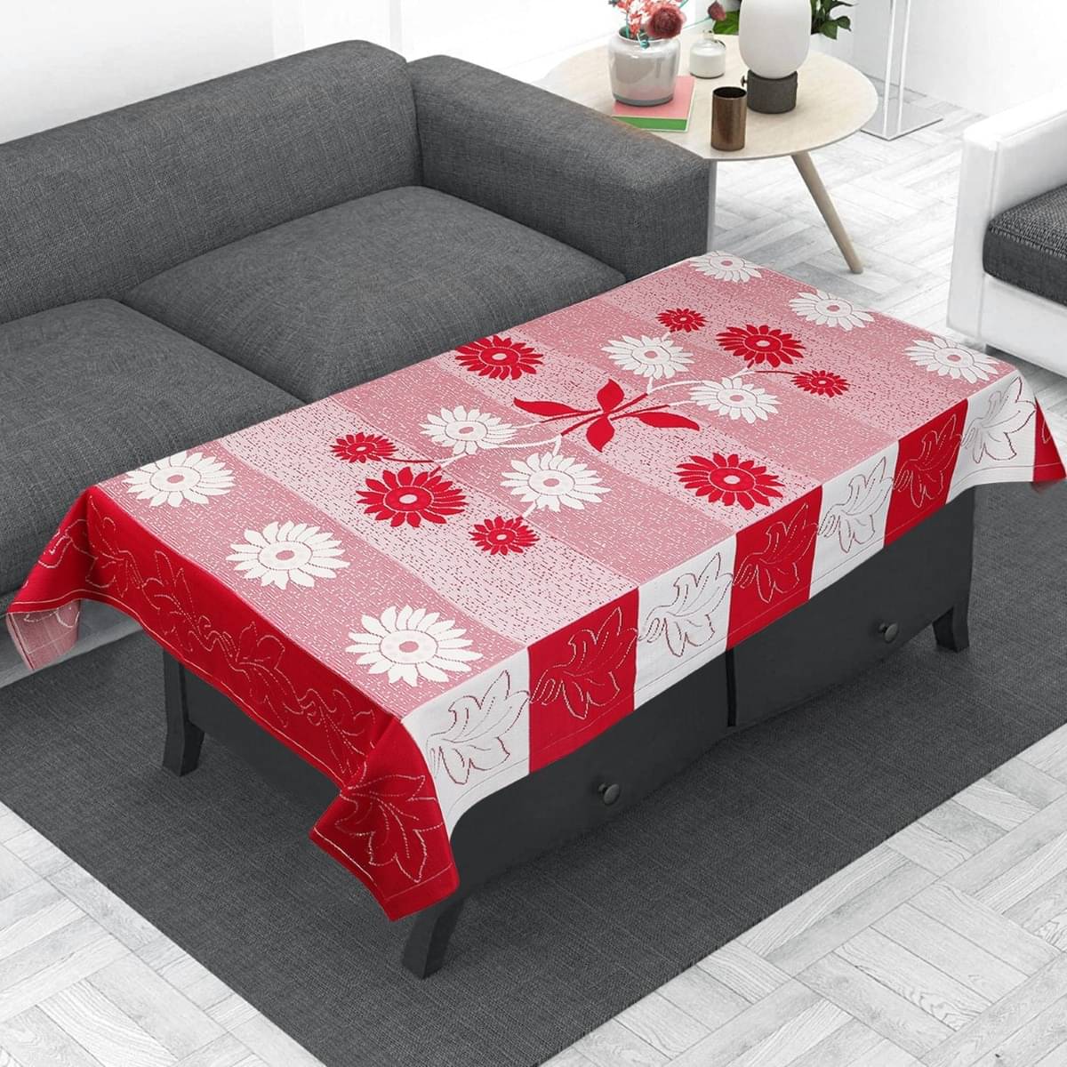 DPA Collection Printed Polyester 4 Seater Rectangle Table Cover ( 122 x 122 ) cm Pack of 1 Red DPA Collection Printed Polyester 4 Seater Rectangle Table Cover ( 122 x 122 ) cm Pack of 1 Red