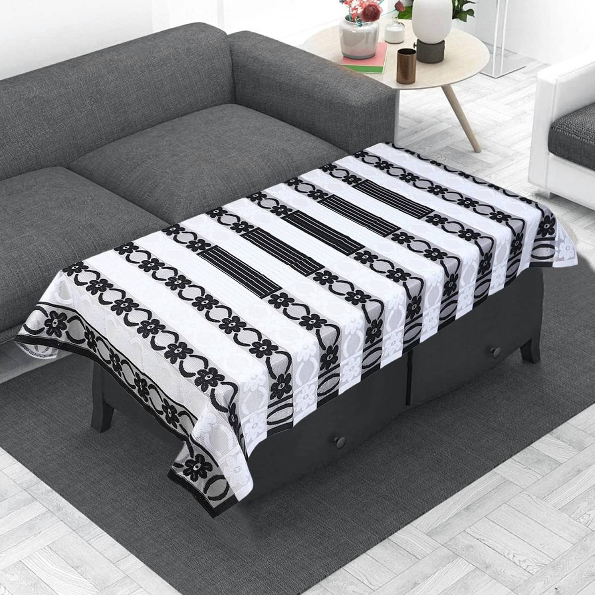 DPA Collection Printed Polyester 4 Seater Rectangle Table Cover ( 122 x 122 ) cm Pack of 1 White DPA Collection Printed Polyester 4 Seater Rectangle Table Cover ( 122 x 122 ) cm Pack of 1 White