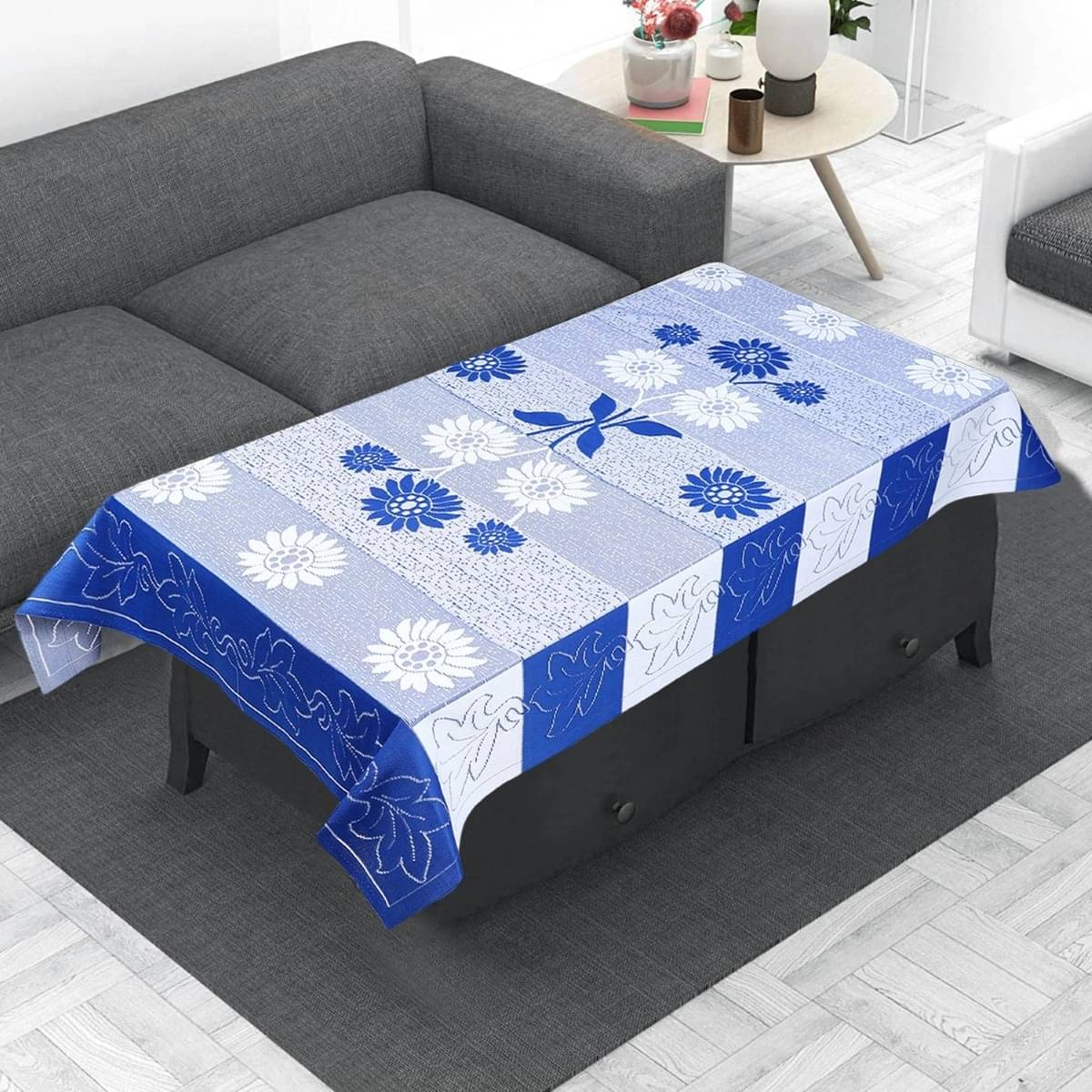 DPA Collection Printed Polyester 4 Seater Rectangle Table Cover ( 122 x 122 ) cm Pack of 1 Blue DPA Collection Printed Polyester 4 Seater Rectangle Table Cover ( 122 x 122 ) cm Pack of 1 Blue