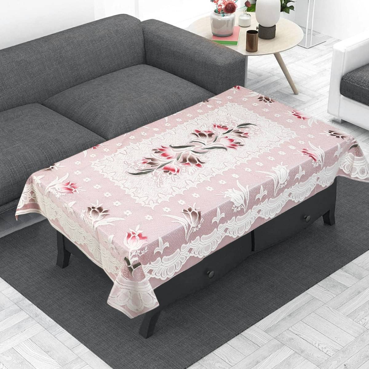 DPA Collection Printed Polyester 4 Seater Rectangle Table Cover ( 122 x 122 ) cm Pack of 1 White DPA Collection Printed Polyester 4 Seater Rectangle Table Cover ( 122 x 122 ) cm Pack of 1 White