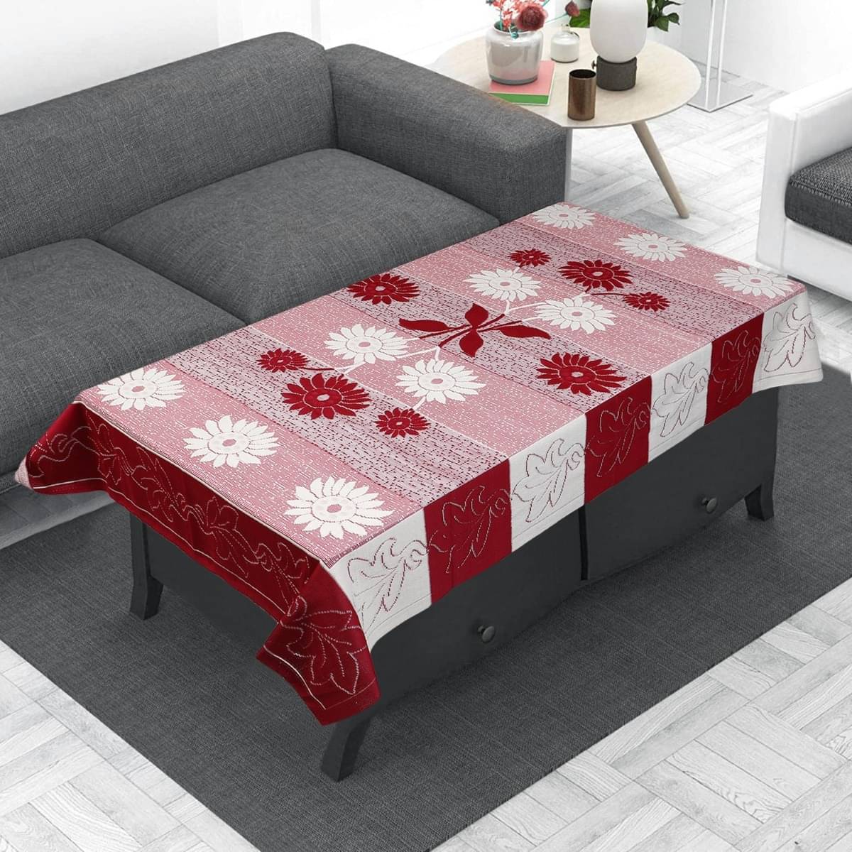 DPA Collection Printed Polyester 4 Seater Rectangle Table Cover ( 122 x 122 ) cm Pack of 1 Maroon DPA Collection Printed Polyester 4 Seater Rectangle Table Cover ( 122 x 122 ) cm Pack of 1 Maroon