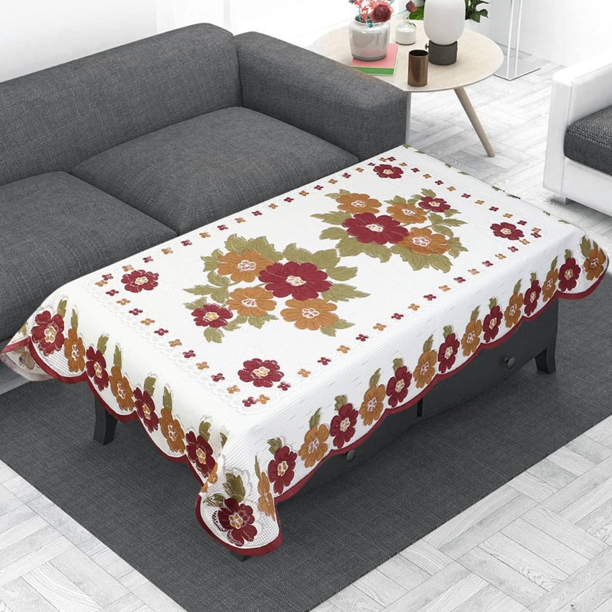    			DPA Collection Printed Polyester 4 Seater Rectangle Table Cover ( 122 x 122 ) cm Pack of 1 White