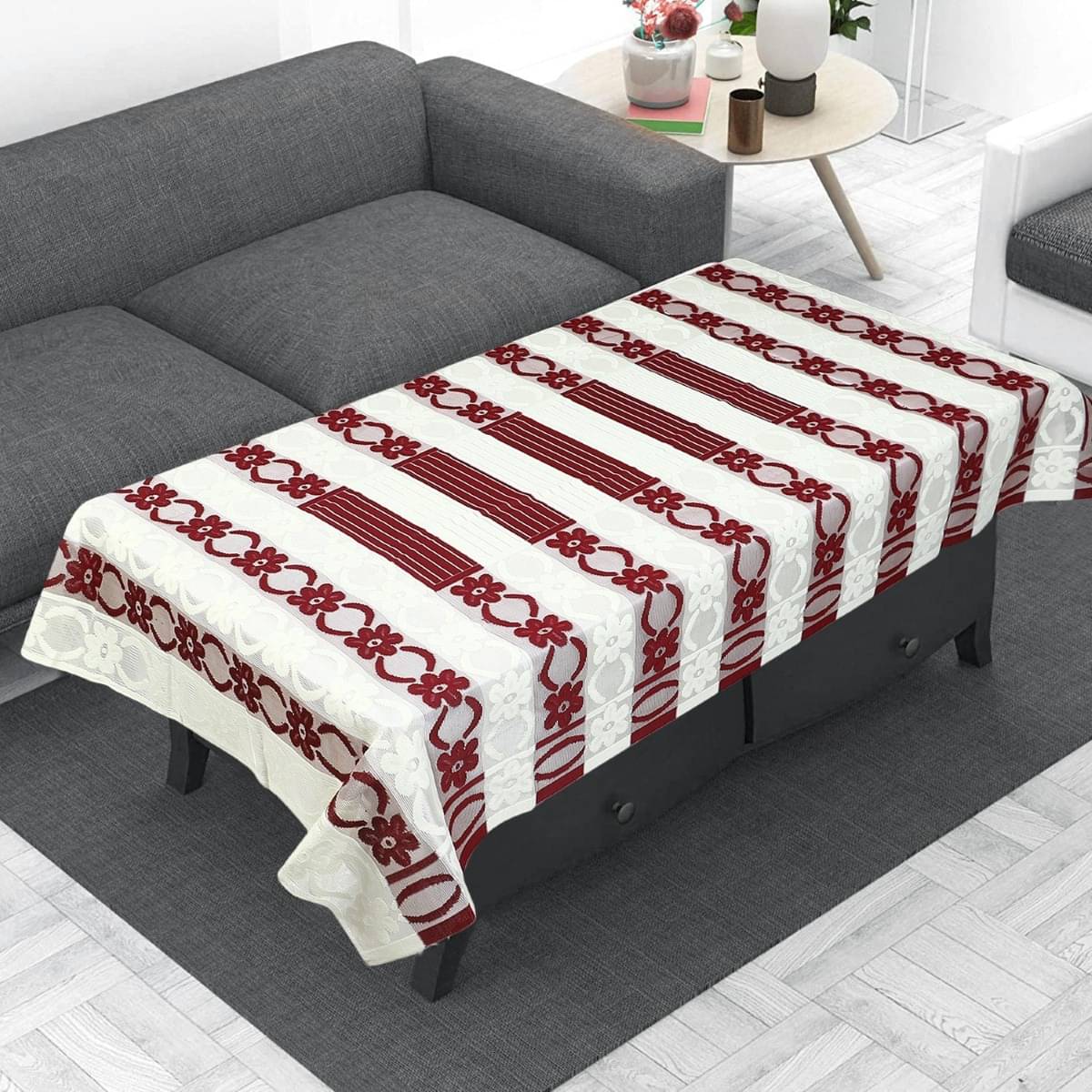 DPA Collection Printed Polyester 4 Seater Rectangle Table Cover ( 122 x 122 ) cm Pack of 1 White DPA Collection Printed Polyester 4 Seater Rectangle Table Cover ( 122 x 122 ) cm Pack of 1 White