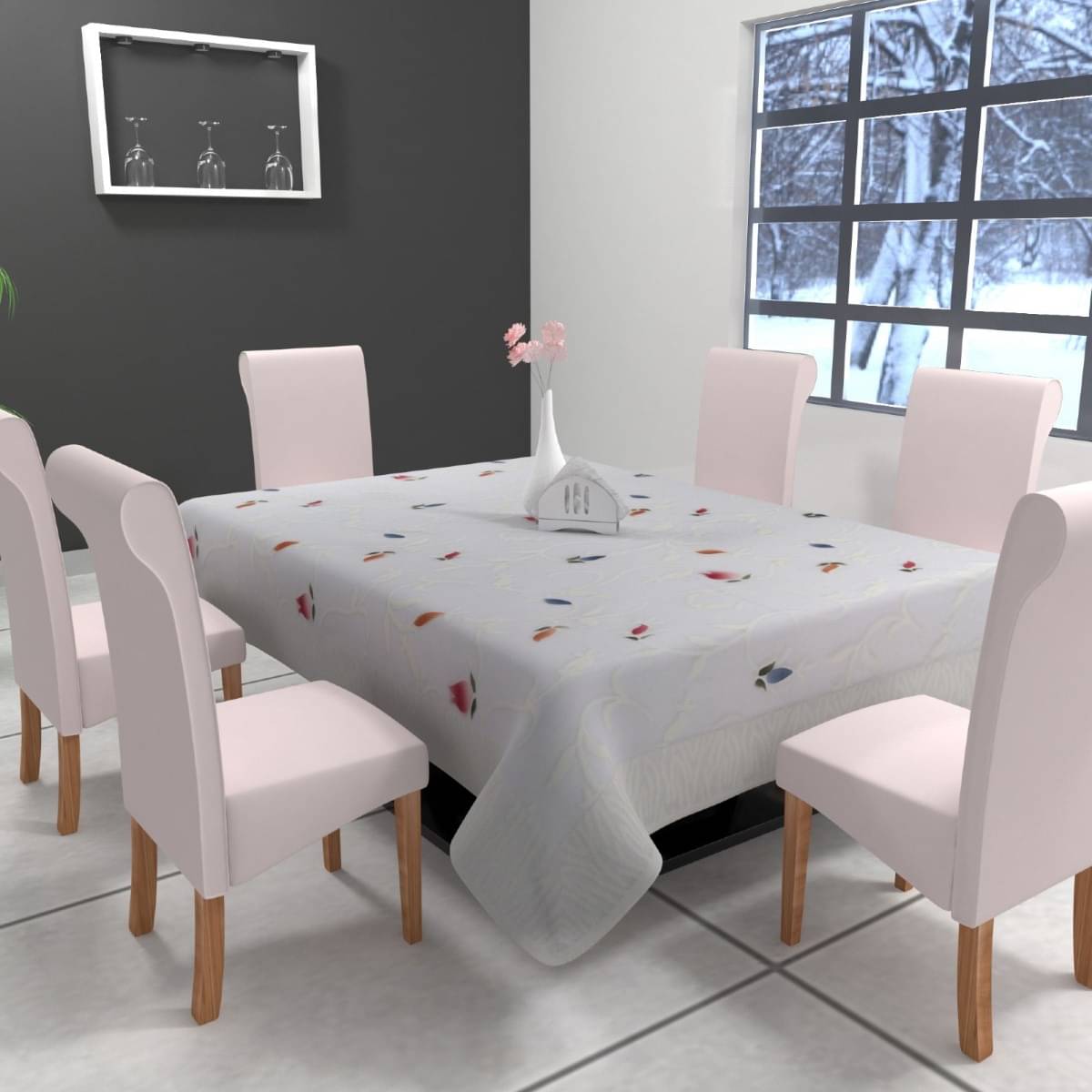 DPA Collection Printed Polyester 6 Seater Rectangle Table Cover ( 229 x 152 ) cm Pack of 1 Gray DPA Collection Printed Polyester 6 Seater Rectangle Table Cover ( 229 x 152 ) cm Pack of 1 Gray