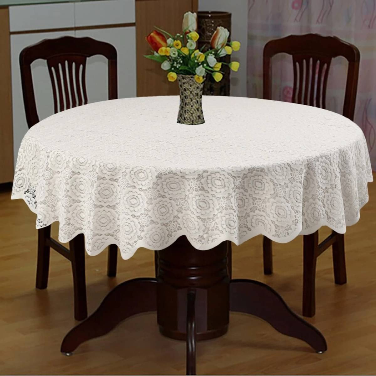 DPA Collection Self Design Cotton 4 Seater Rectangle Table Cover ( 152 x 152 ) cm Pack of 1 White DPA Collection Self Design Cotton 4 Seater Rectangle Table Cover ( 152 x 152 ) cm Pack of 1 White