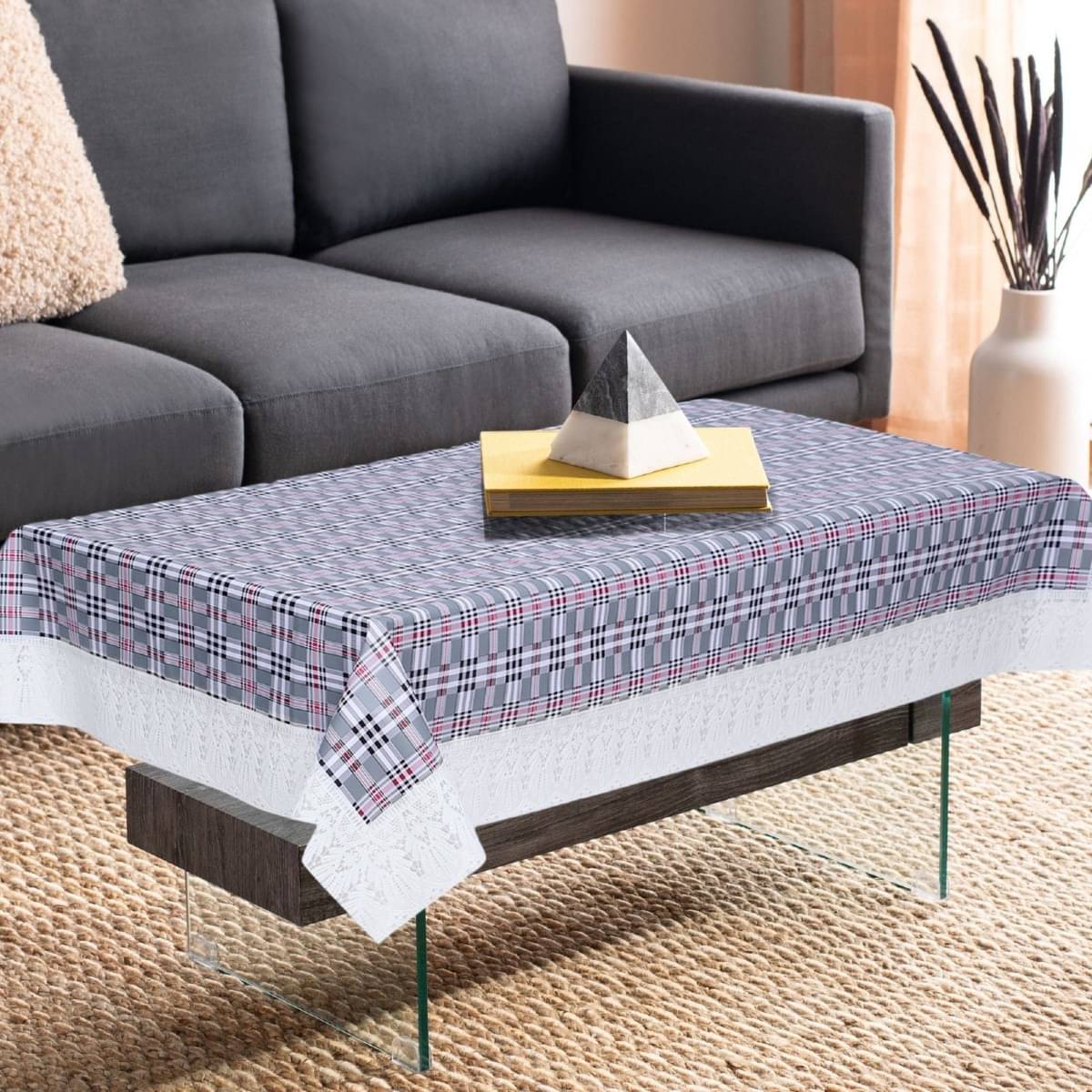 DPA Collection Self Design PVC 4 Seater Rectangle Table Cover ( 152 x 102 ) cm Pack of 1 Gray DPA Collection Self Design PVC 4 Seater Rectangle Table Cover ( 152 x 102 ) cm Pack of 1 Gray