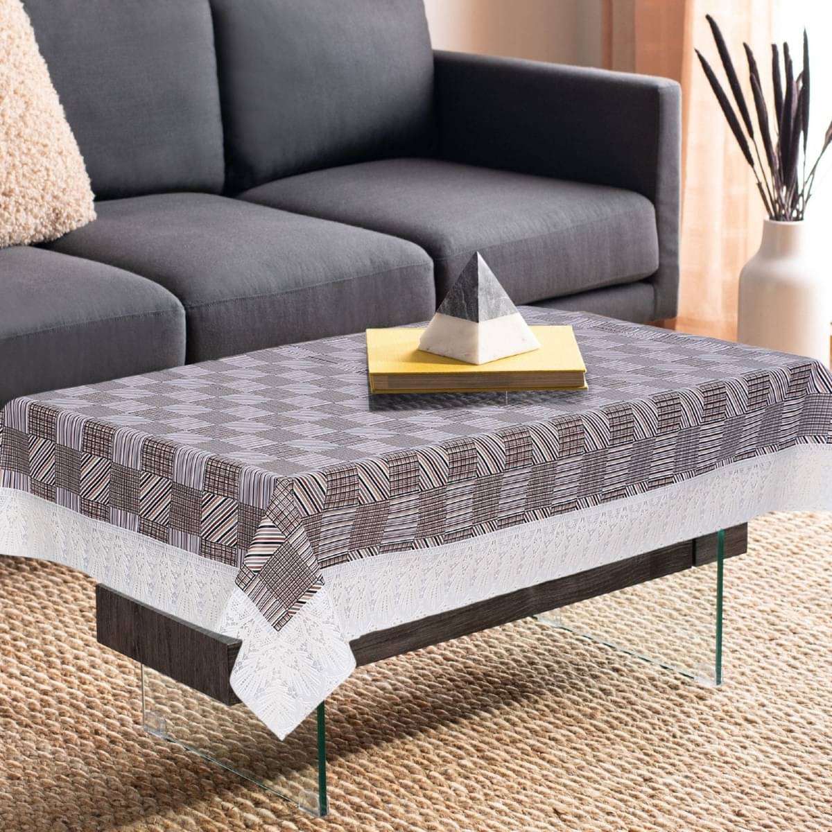 DPA Collection Self Design PVC 4 Seater Rectangle Table Cover ( 152 x 102 ) cm Pack of 1 Gray DPA Collection Self Design PVC 4 Seater Rectangle Table Cover ( 152 x 102 ) cm Pack of 1 Gray
