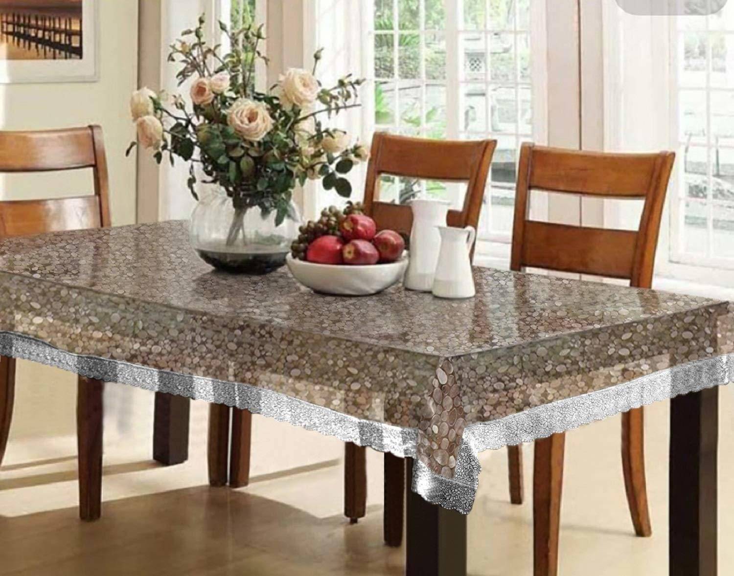 DPA Collection Self Design PVC 6 Seater Rectangle Table Cover ( 229 x 152 ) cm Pack of 1 Silver DPA Collection Self Design PVC 6 Seater Rectangle Table Cover ( 229 x 152 ) cm Pack of 1 Silver