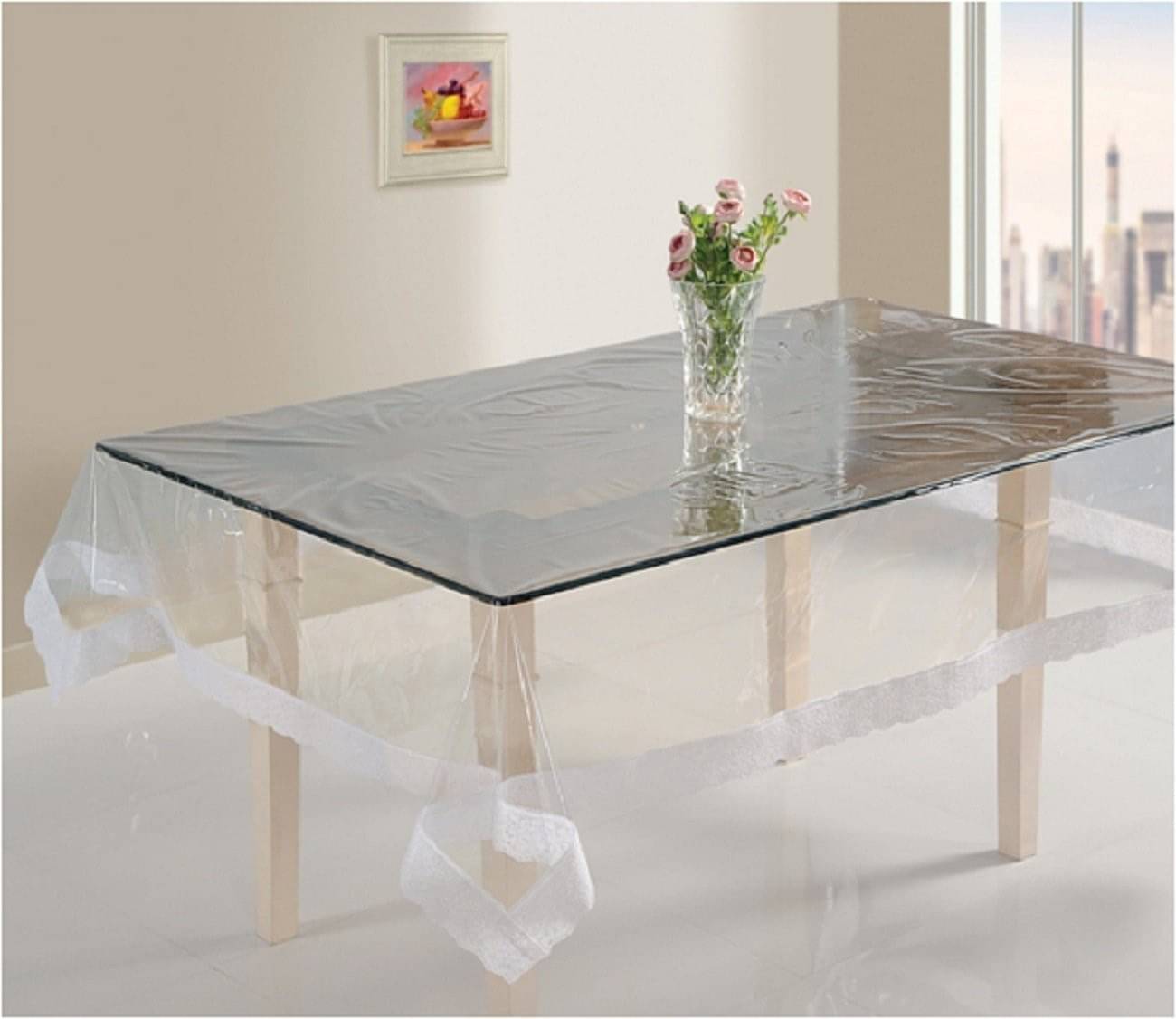 DPA Collection Self Design PVC 6 Seater Rectangle Table Cover ( 229 x 152 ) cm Pack of 1 White DPA Collection Self Design PVC 6 Seater Rectangle Table Cover ( 229 x 152 ) cm Pack of 1 White