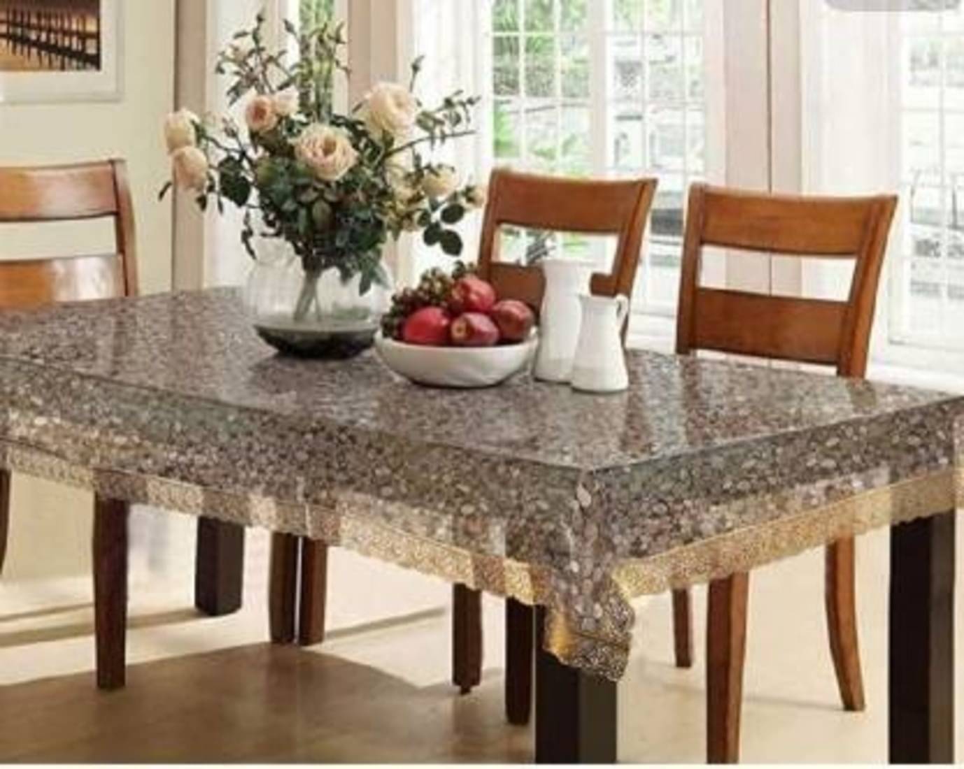 DPA Collection Self Design PVC 6 Seater Rectangle Table Cover ( 229 x 152 ) cm Pack of 1 Gold DPA Collection Self Design PVC 6 Seater Rectangle Table Cover ( 229 x 152 ) cm Pack of 1 Gold