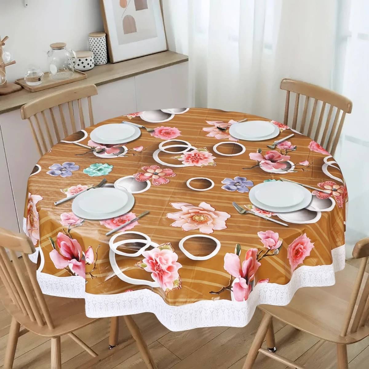 DPA Collection Self Design PVC 4 Seater Round Table Cover ( 152 x 152 ) cm Pack of 1 Multi DPA Collection Self Design PVC 4 Seater Round Table Cover ( 152 x 152 ) cm Pack of 1 Multi