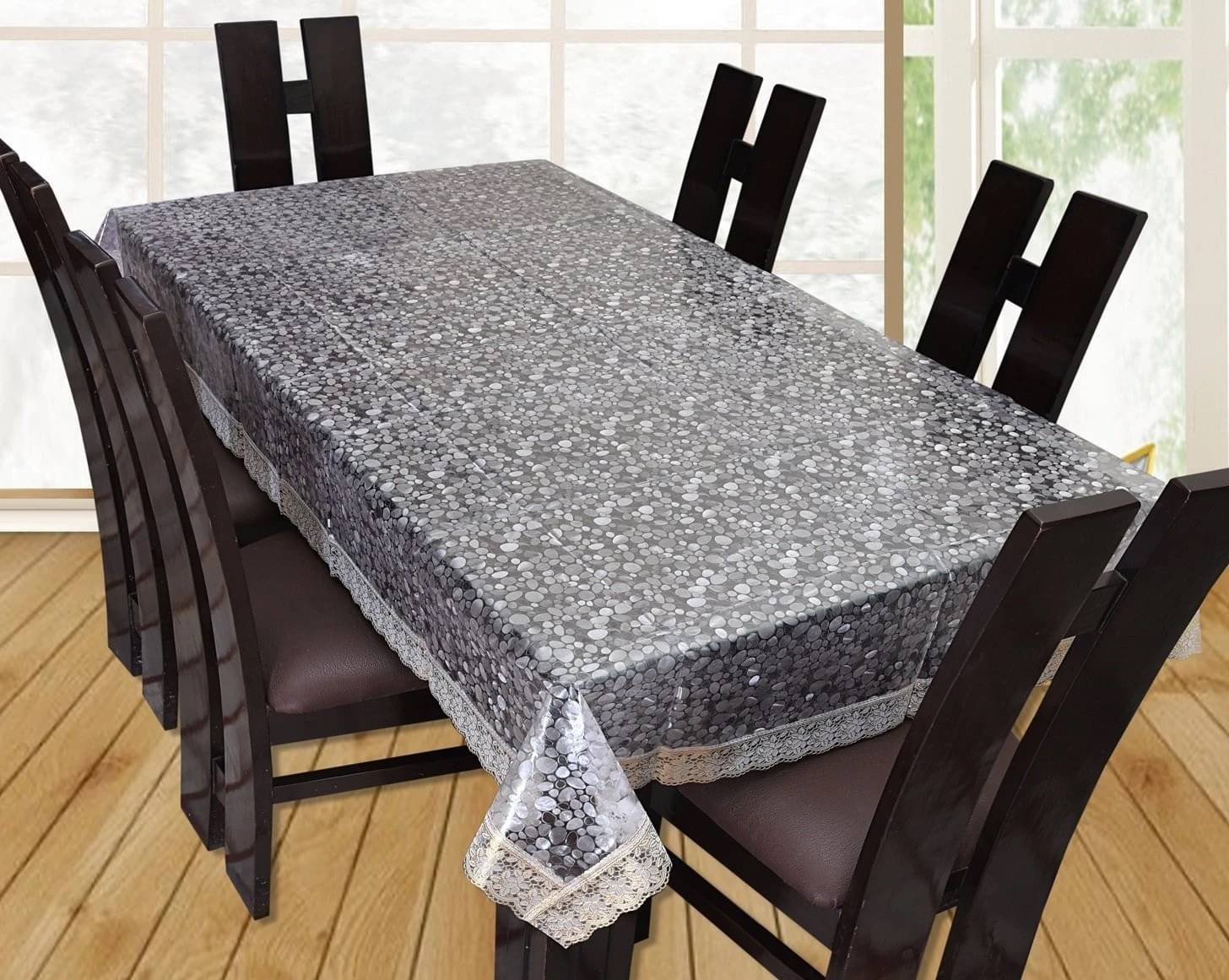 DPA Collection Self Design PVC 6 Seater Rectangle Table Cover ( 229 x 152 ) cm Pack of 1 Black DPA Collection Self Design PVC 6 Seater Rectangle Table Cover ( 229 x 152 ) cm Pack of 1 Black
