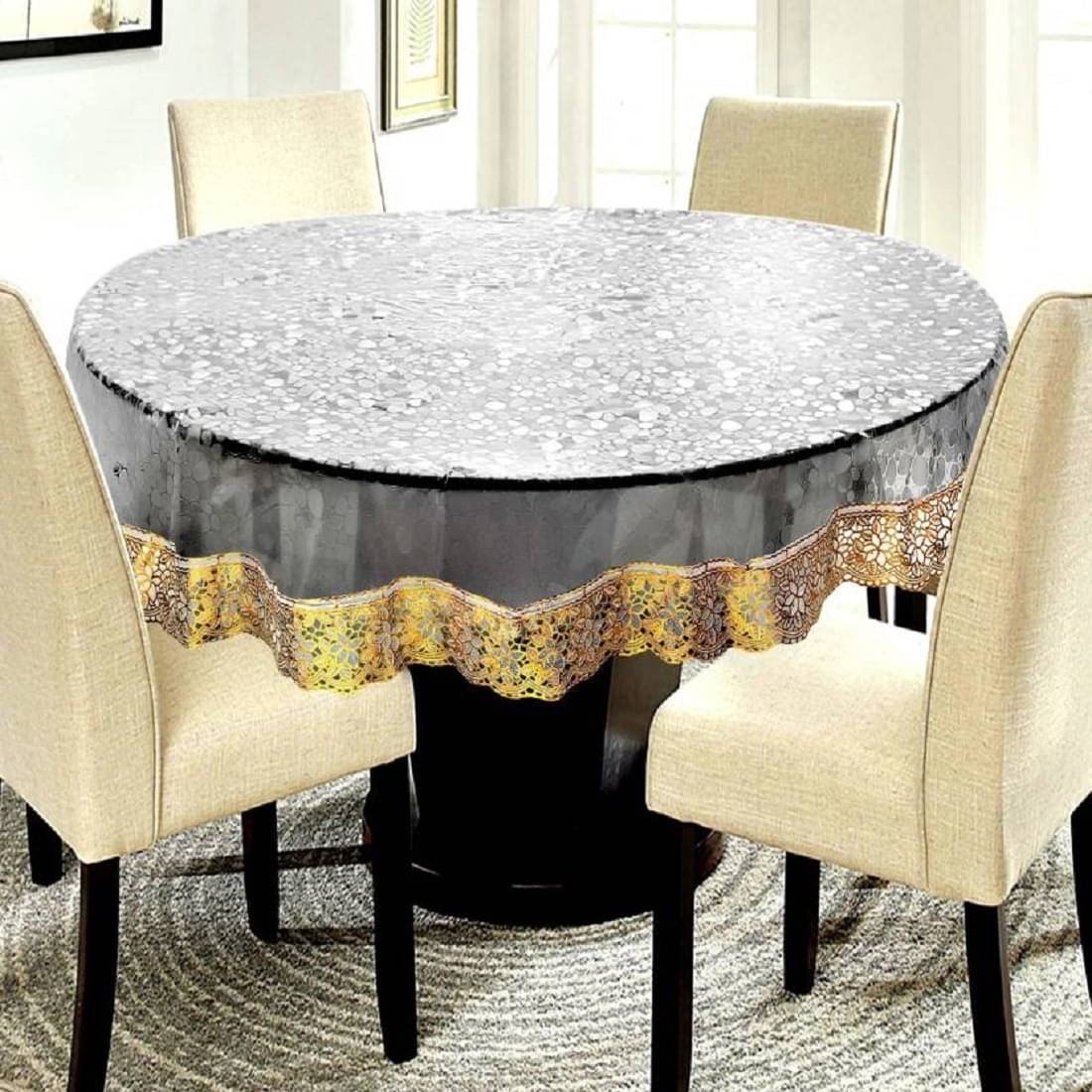 DPA Collection Self Design PVC 4 Seater Rectangle Table Cover ( 152 x 152 ) cm Pack of 1 Gold DPA Collection Self Design PVC 4 Seater Rectangle Table Cover ( 152 x 152 ) cm Pack of 1 Gold
